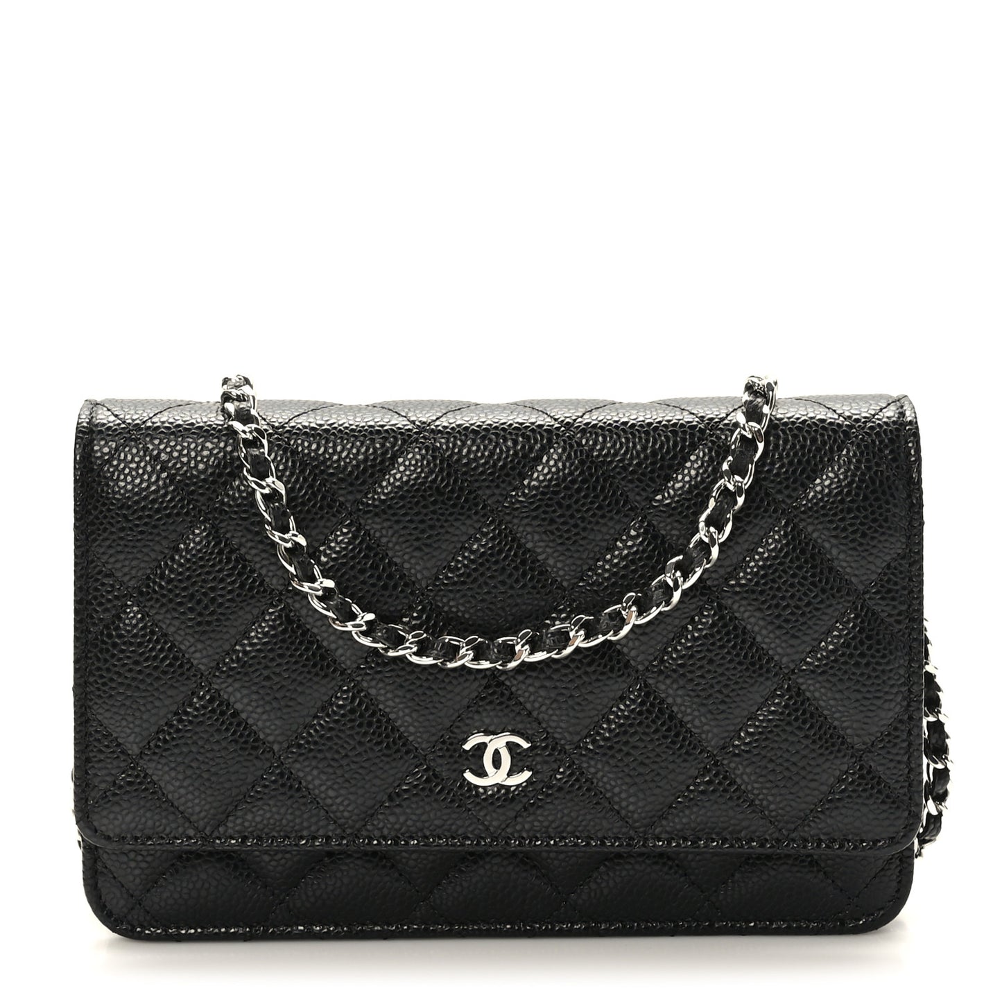 Caviar Quilted Wallet on Chain WOC Black