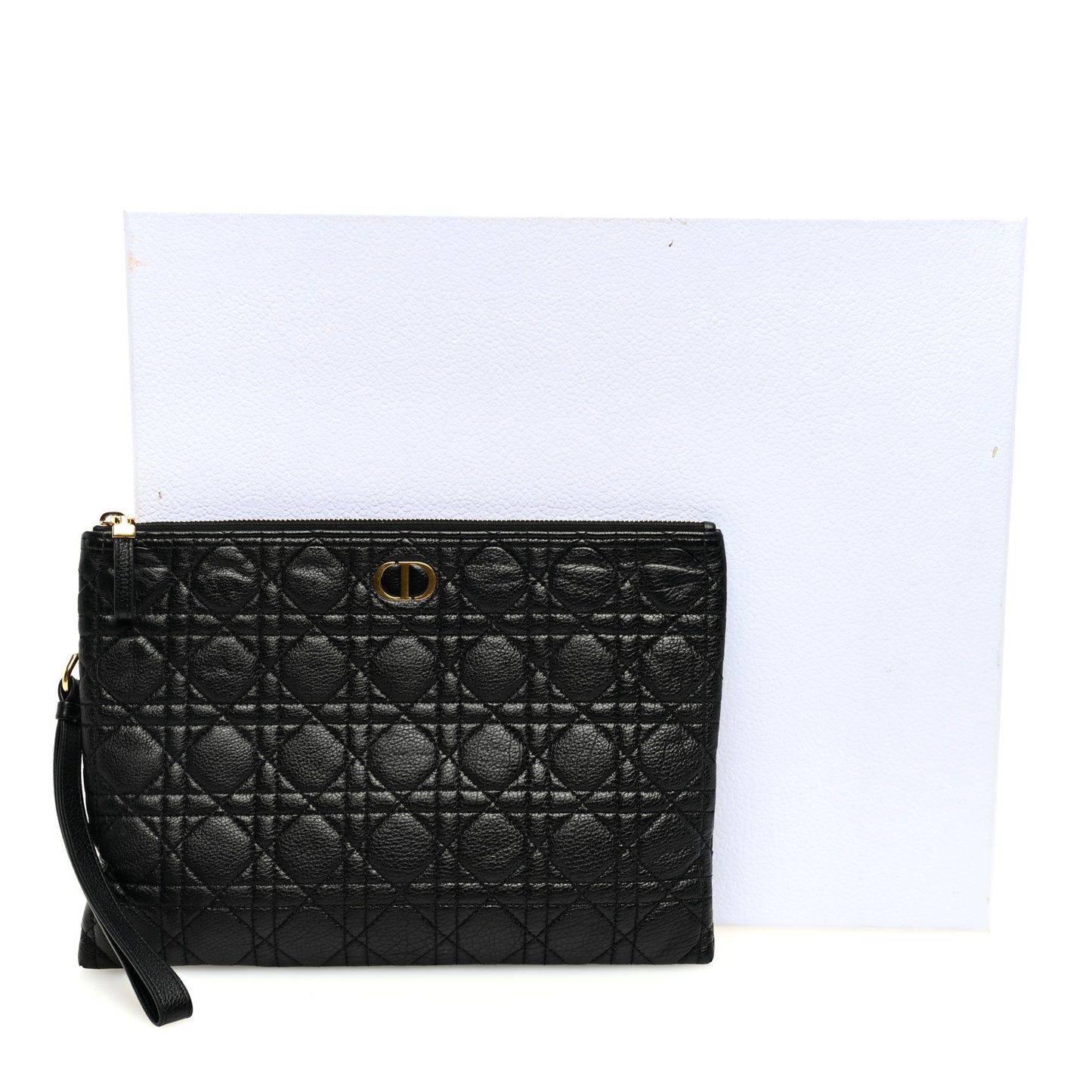 Supple Calfskin Cannage Large Caro Daily Pouch Black
