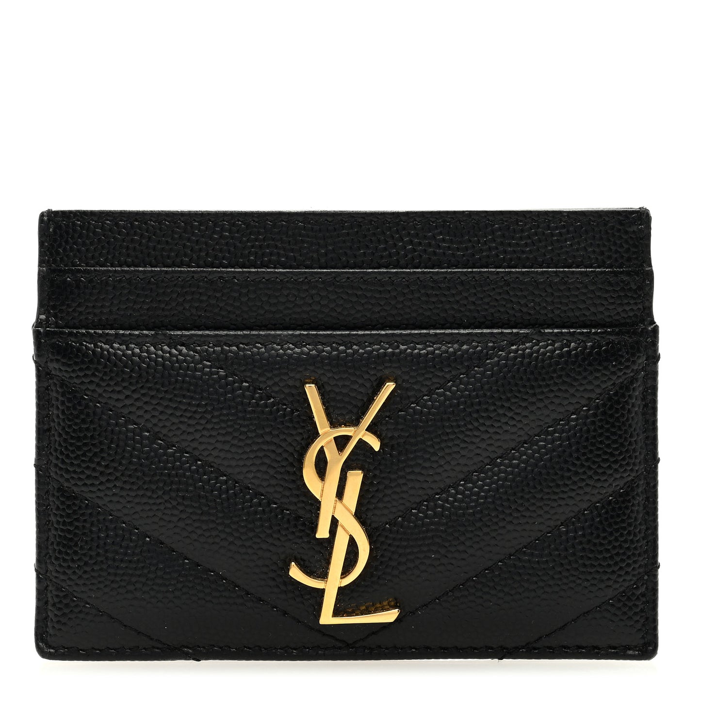 Grain De Poudre Matelasse Chevron Monogram Credit Card Case Black