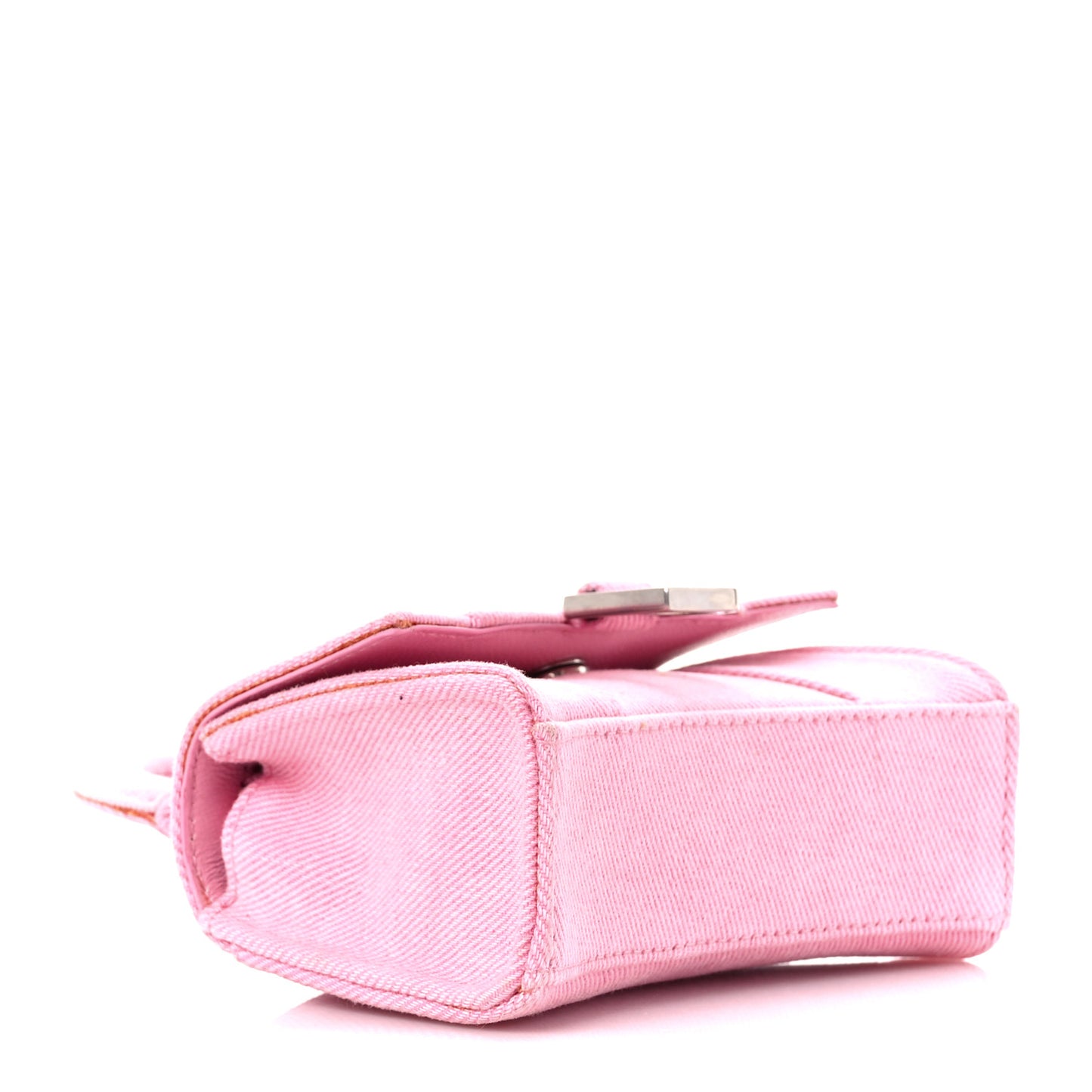 Washed Denim Hourglass Top Handle Bag Mini Denim Pink