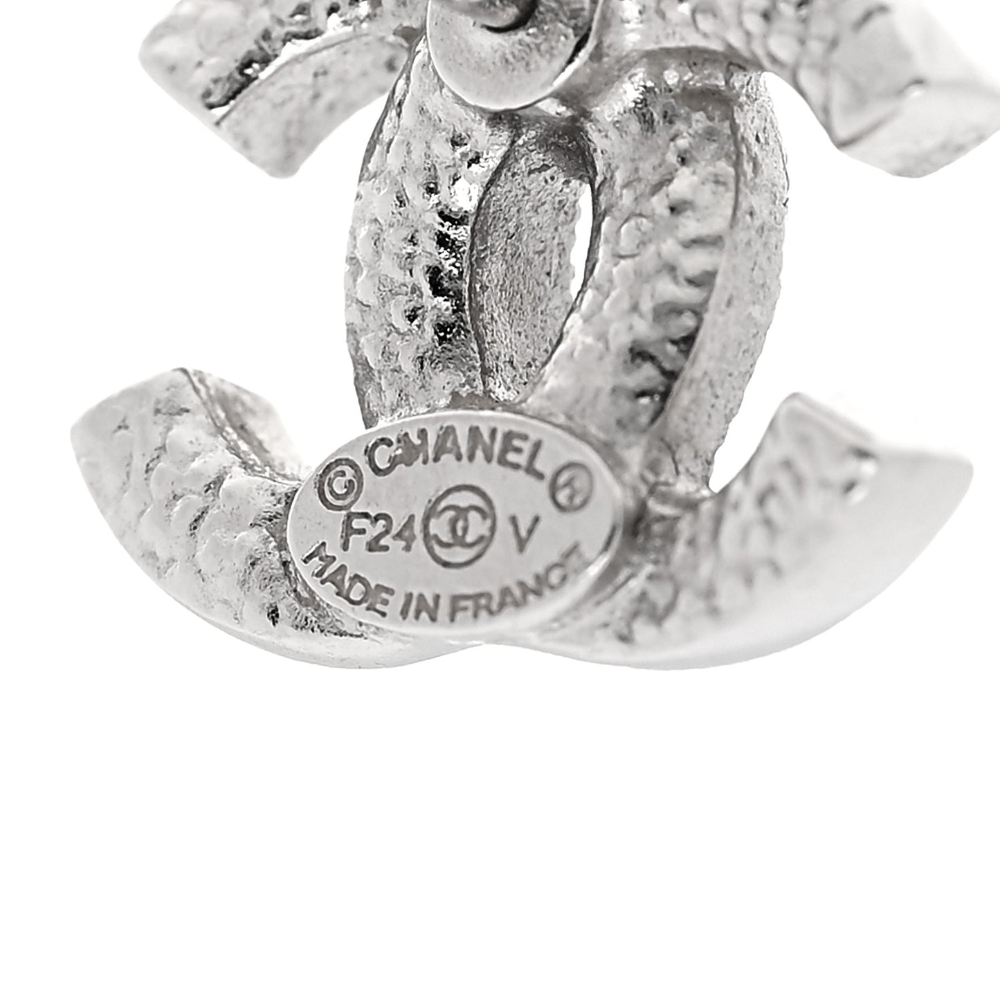 Metal Crystal CC Earrings Silver