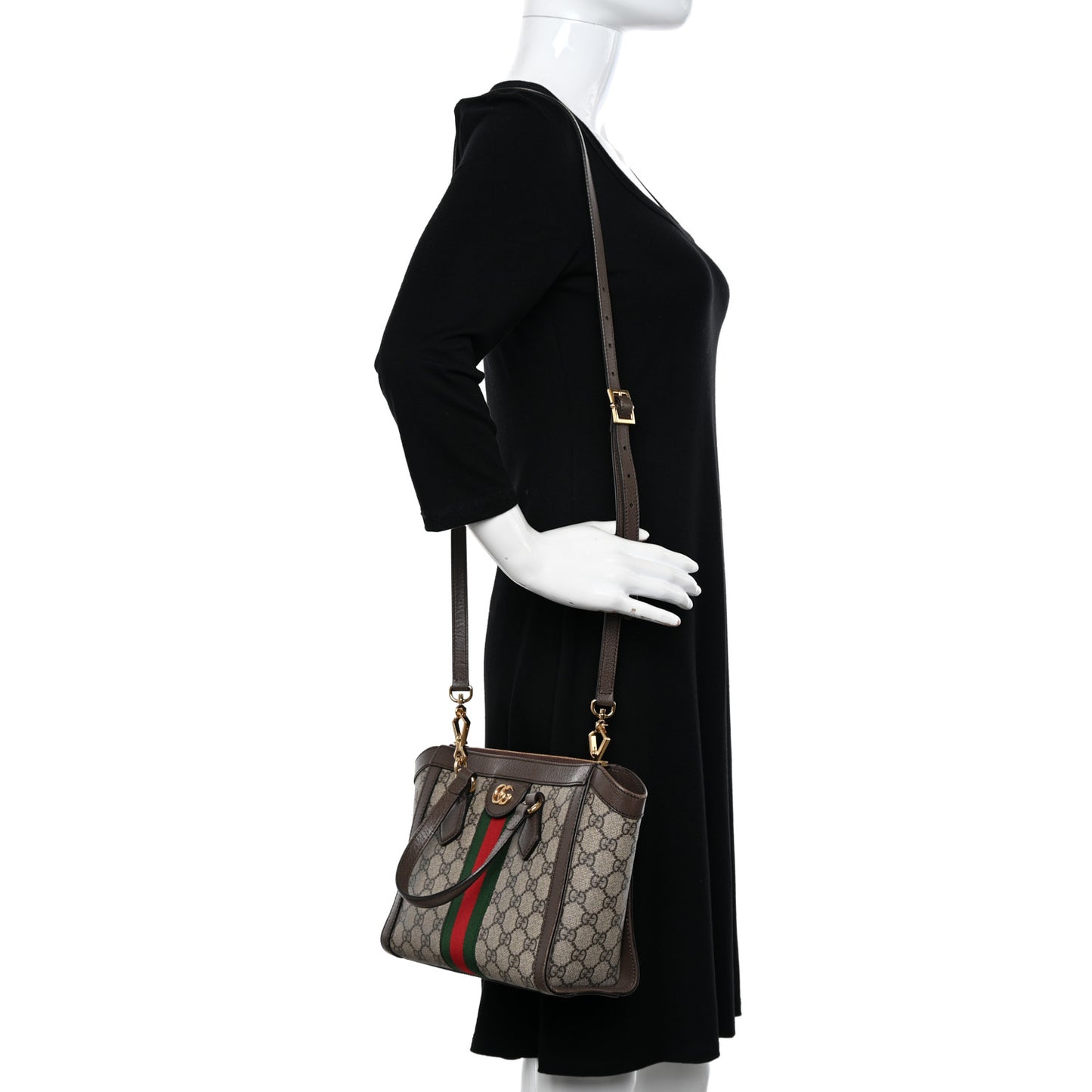GG Supreme Monogram Small Ophidia Tote Bag Brown