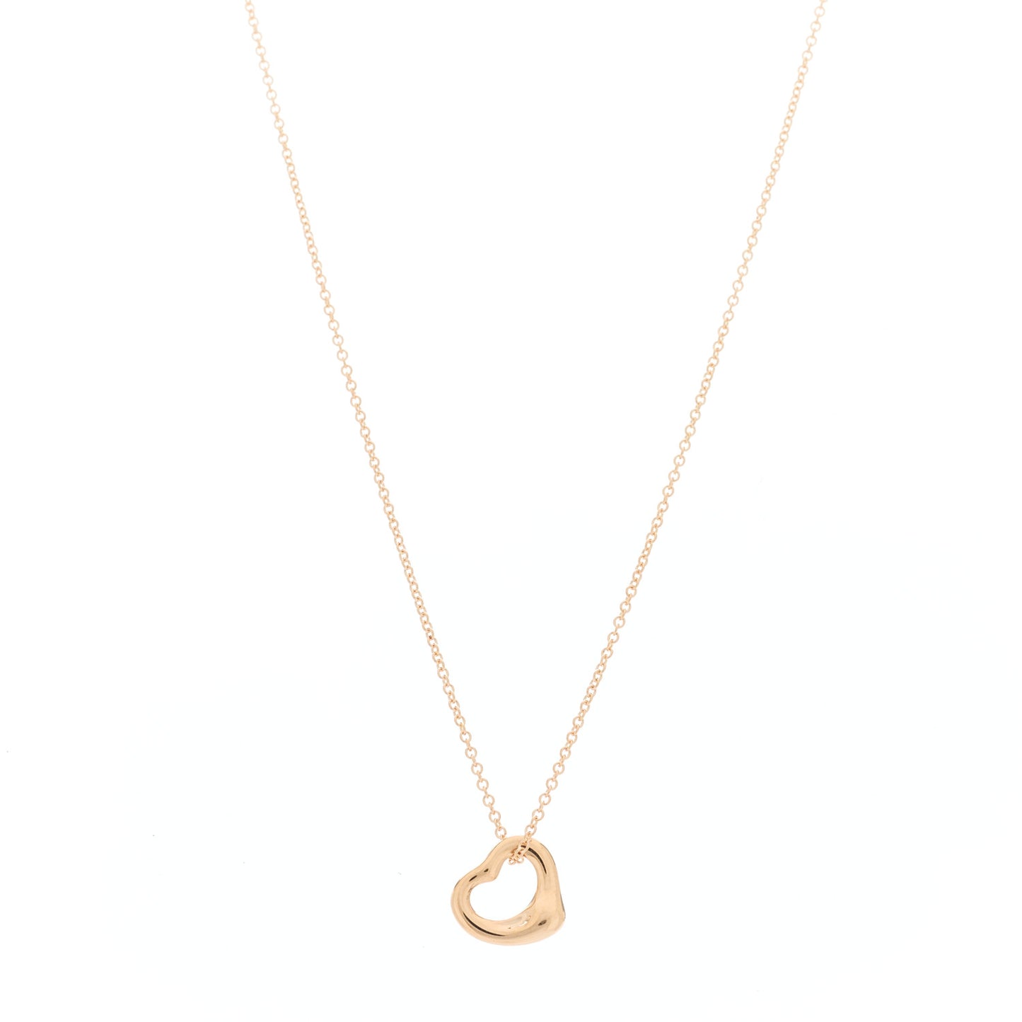 18K Rose Gold 11mm Elsa Peretti Open Heart Pendant Necklace