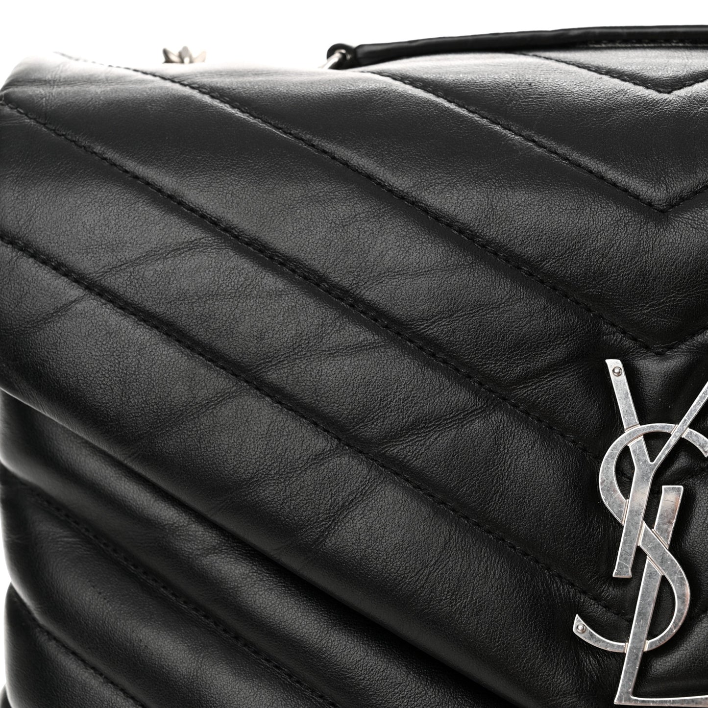 Calfskin Y Quilted Monogram Medium Loulou Chain Satchel Black