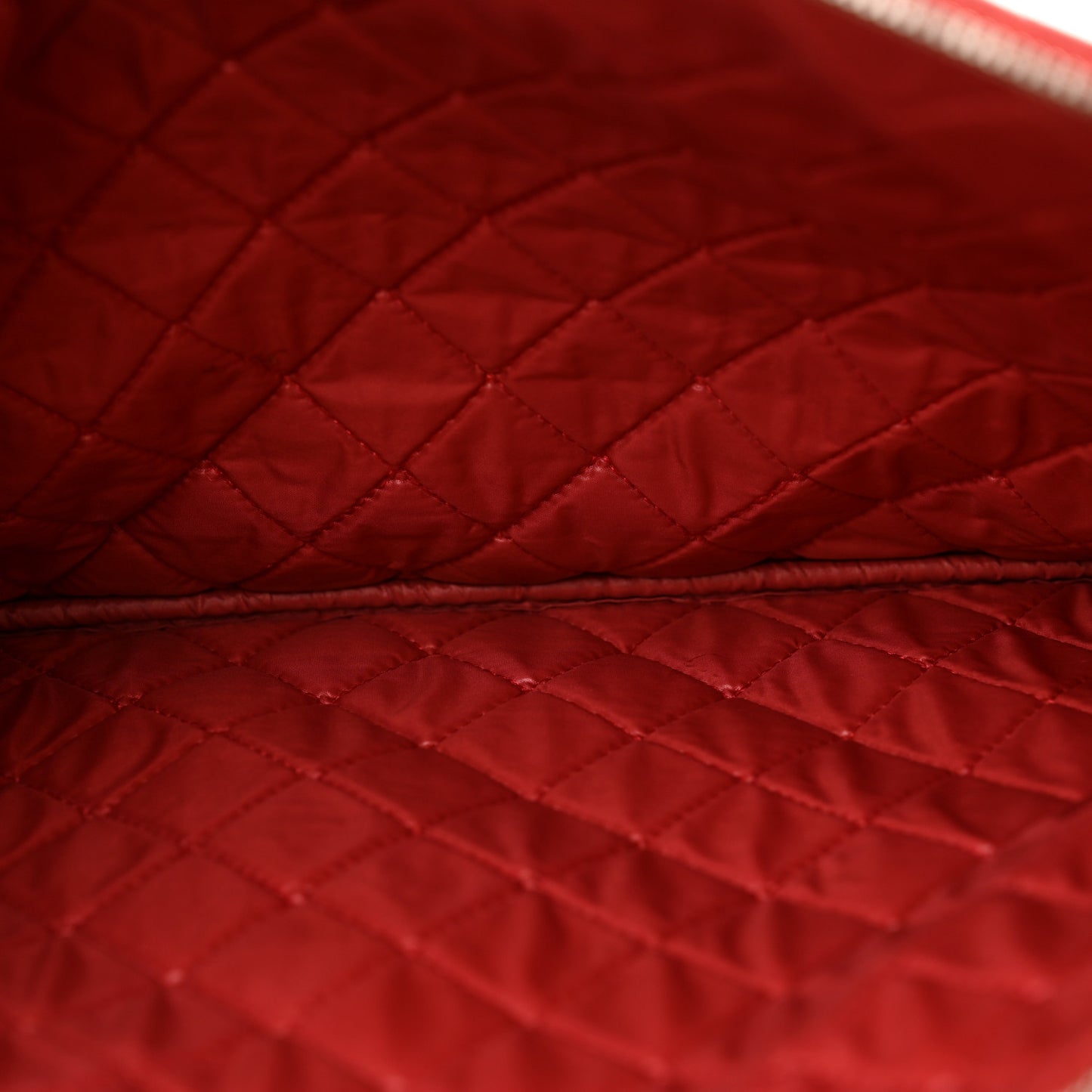 Lambskin Quilted Large Cosmetic Case Red