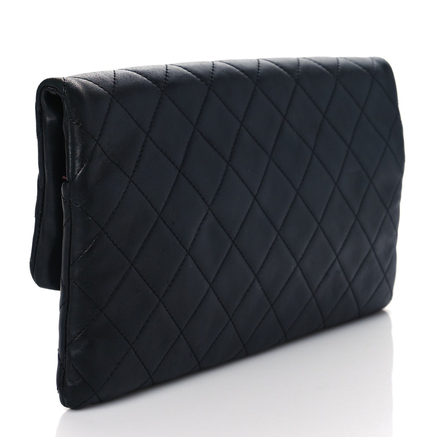 Lambskin Quilted CC Beauty Clutch Black