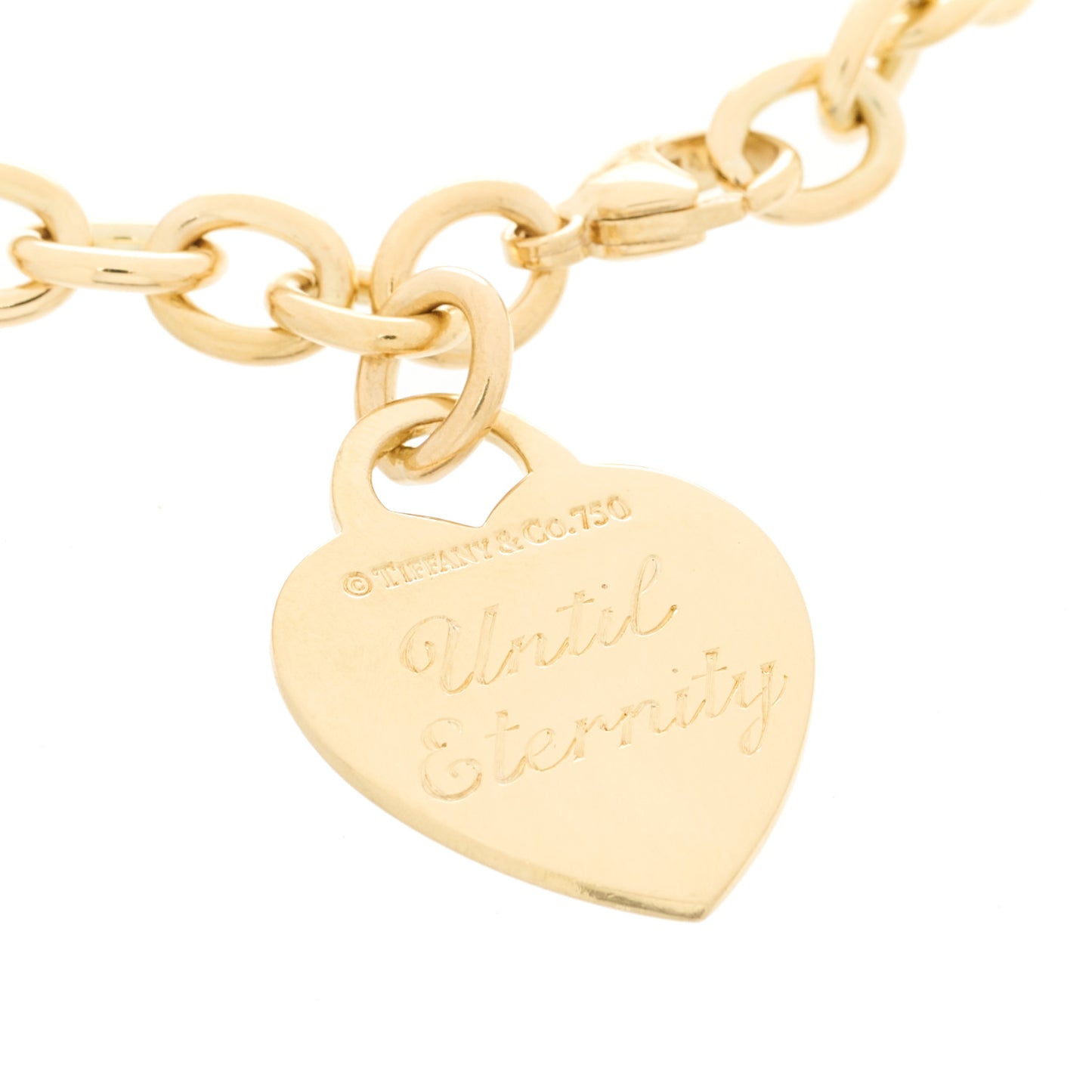 18K Yellow Gold Heart Tag Charm Bracelet