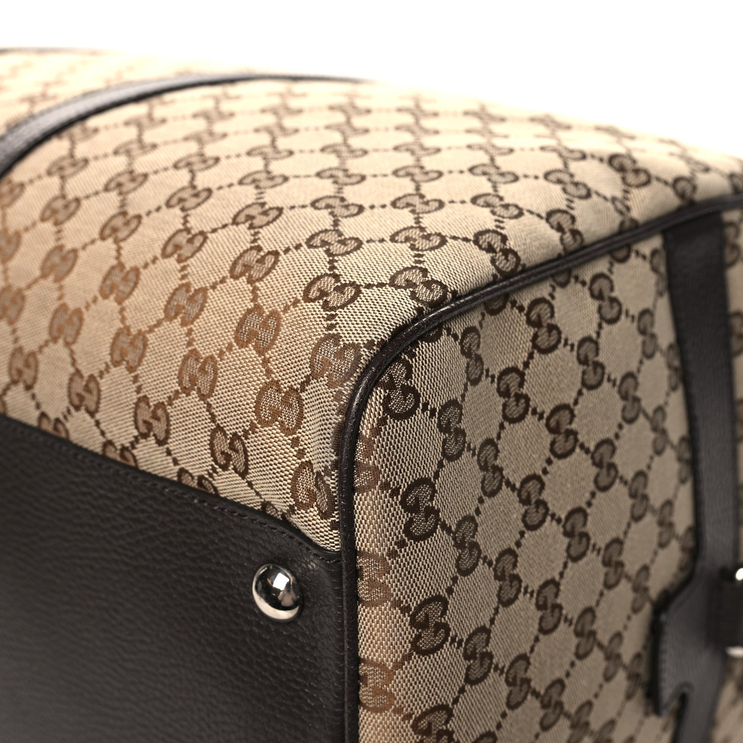 Gucci Monogram Dollar Calfskin Large Boston Duffle Bag Beige Ebony Testa di Moro Marrone Scuro 9 of 11