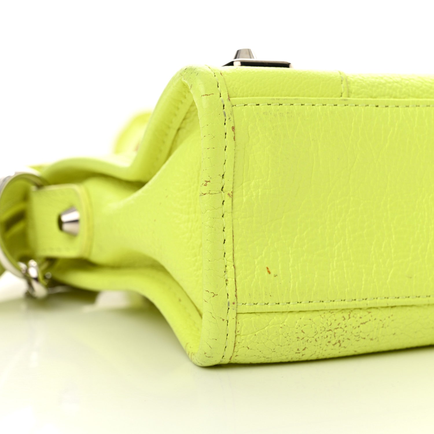Balenciaga Chevre Silver Metallic Edge Hardware Mini City Acid Green 10 of 20