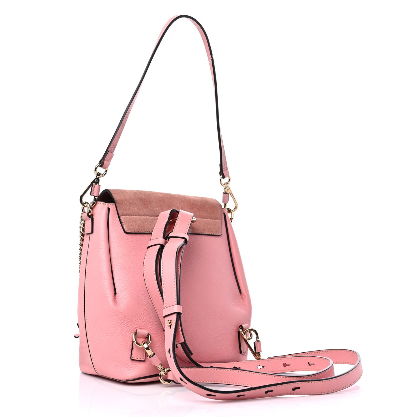 Suede Calfskin Small Faye Backpack Ideal Blush