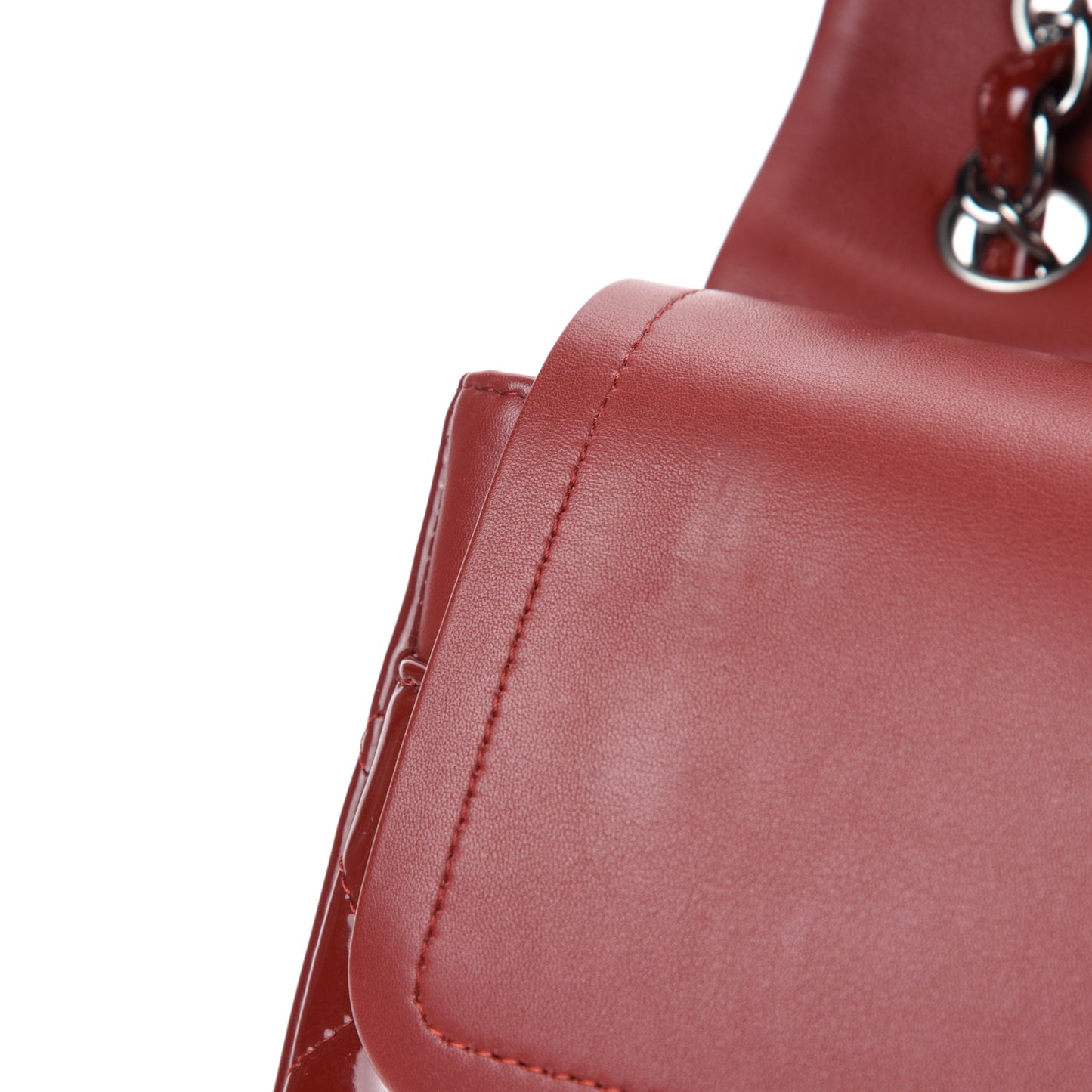 Patent Quilted Jumbo Double Flap Dark Red