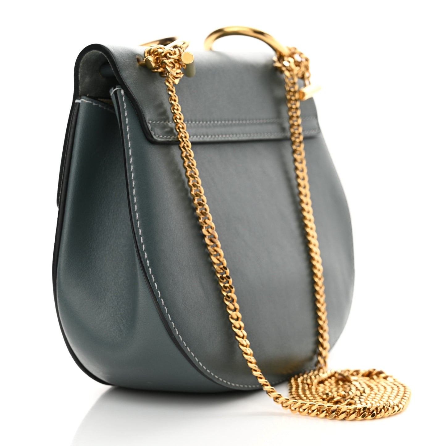 Suede Smooth Calfskin Mini Drew Shoulder Bag Cloudy Blue