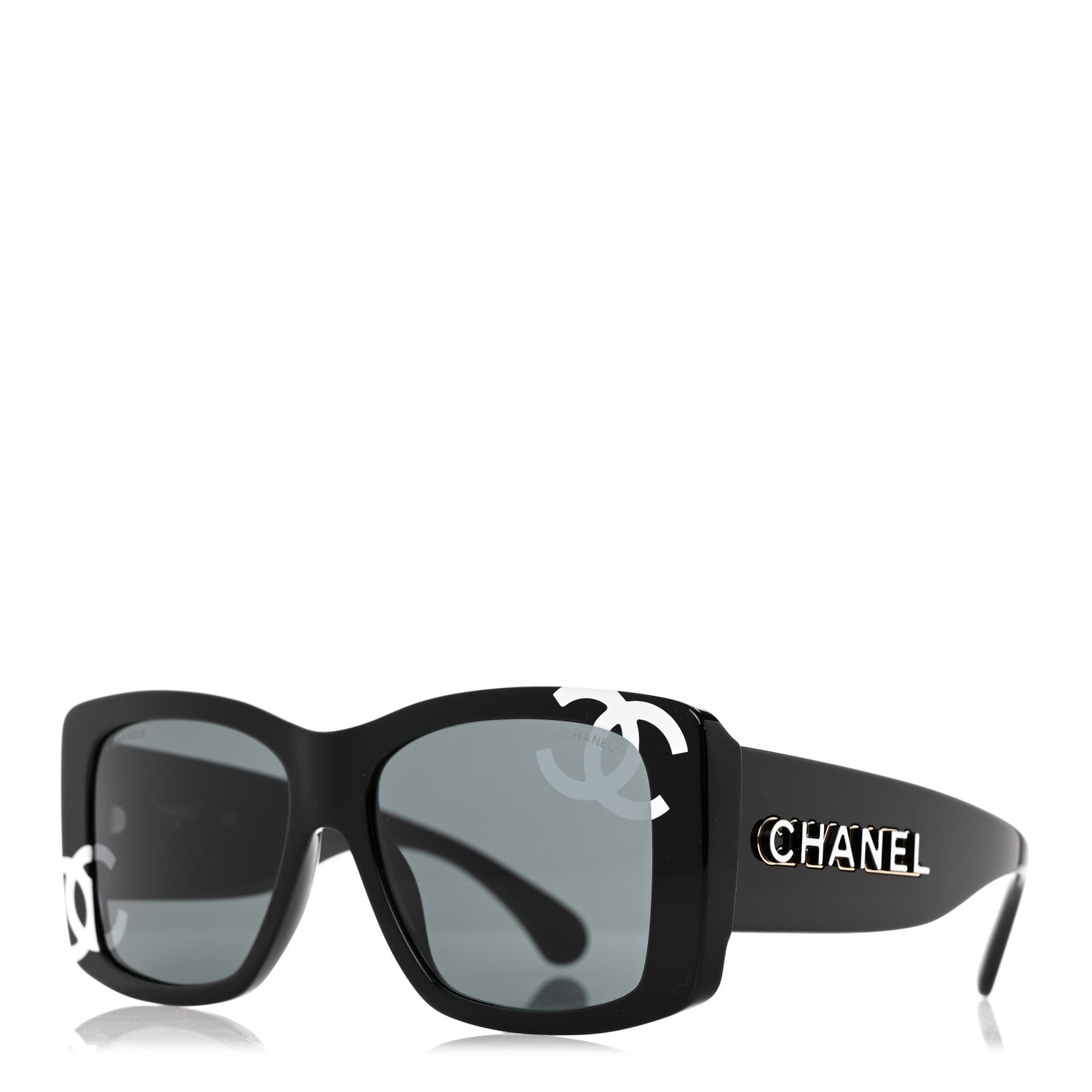 Chanel Acetate CC Logo Square Sunglasses 71472 Black 1331507
