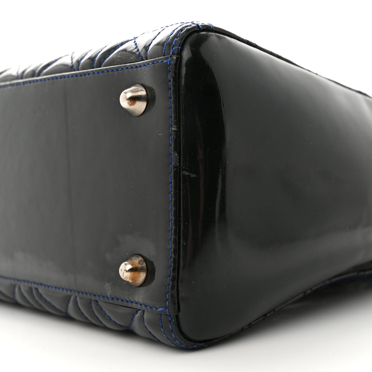 Patent Cannage Large Lady Dior Navy Blue