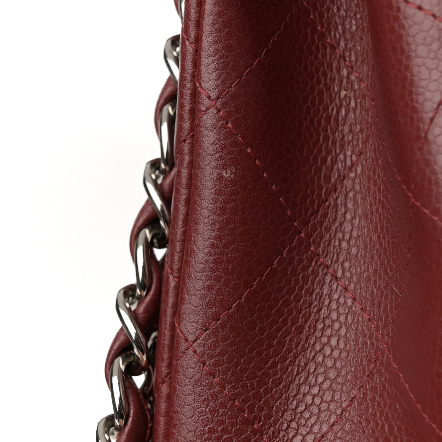 Caviar Quilted Jumbo Double Flap Dark Red