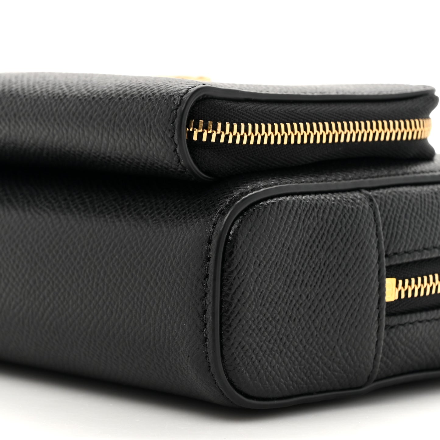 Grained Calfskin Caro Double Pouch Black