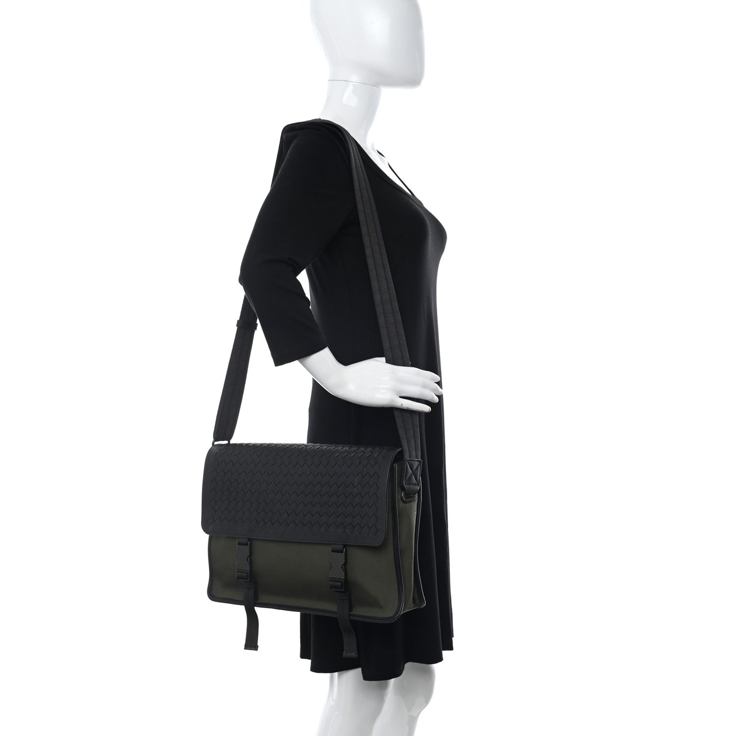 Canvas Calfskin Intrecciato Messenger