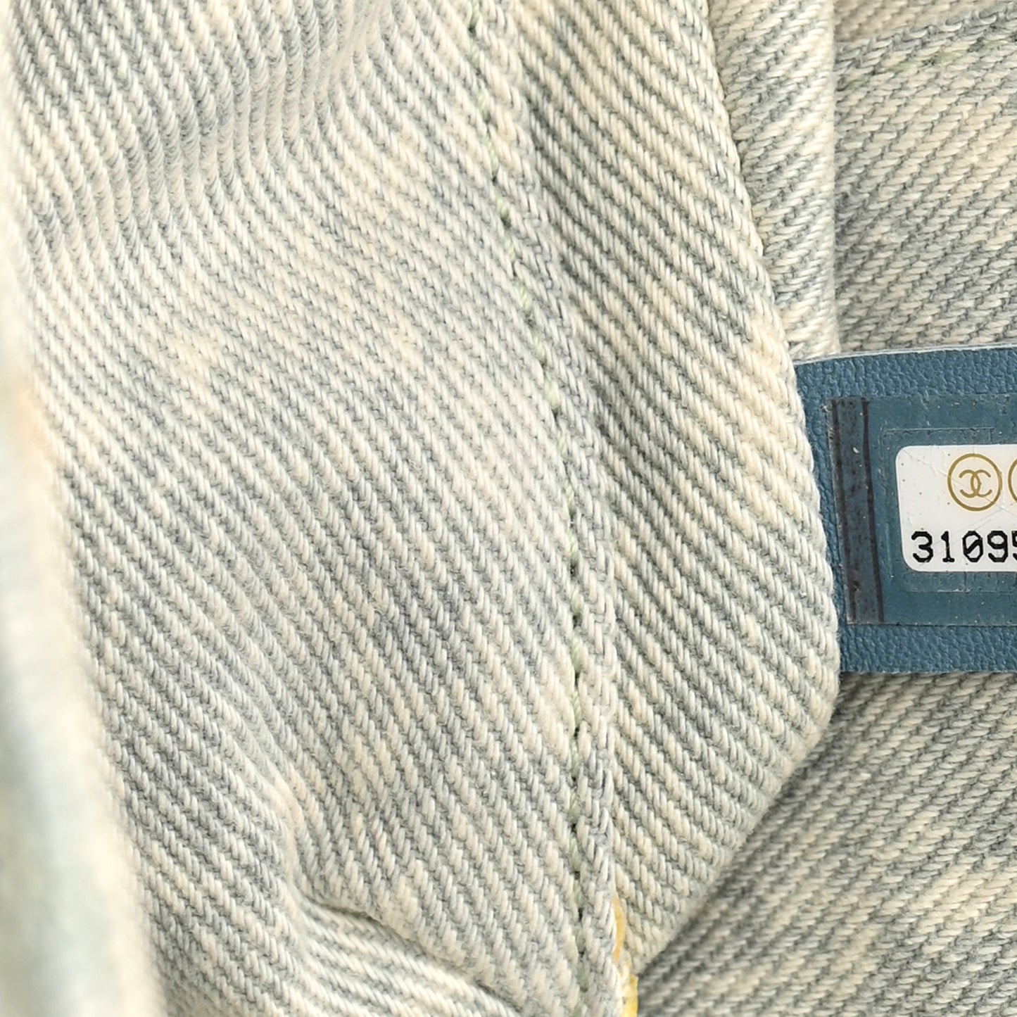 Denim Embossed CC Logo Print Jumbo Single Flap Blue