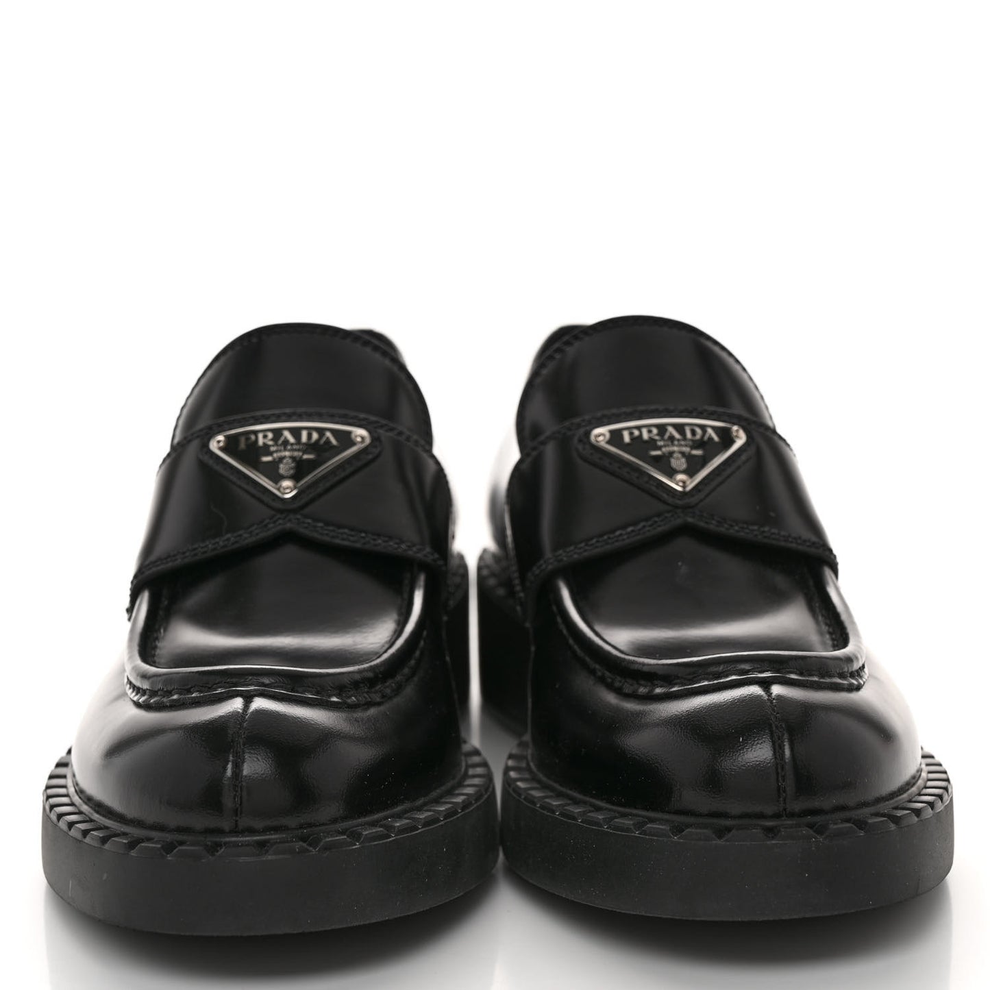 Spazzolato Metal Triangle Logo 50mm Loafers 37.5 Black