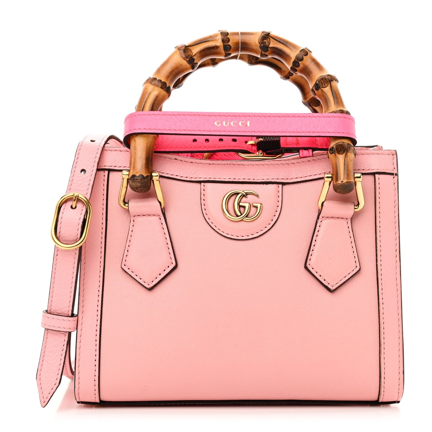 Wonka Grain Calfskin Mini Diana Tote Bag Wild Rose Fuxia Fluo