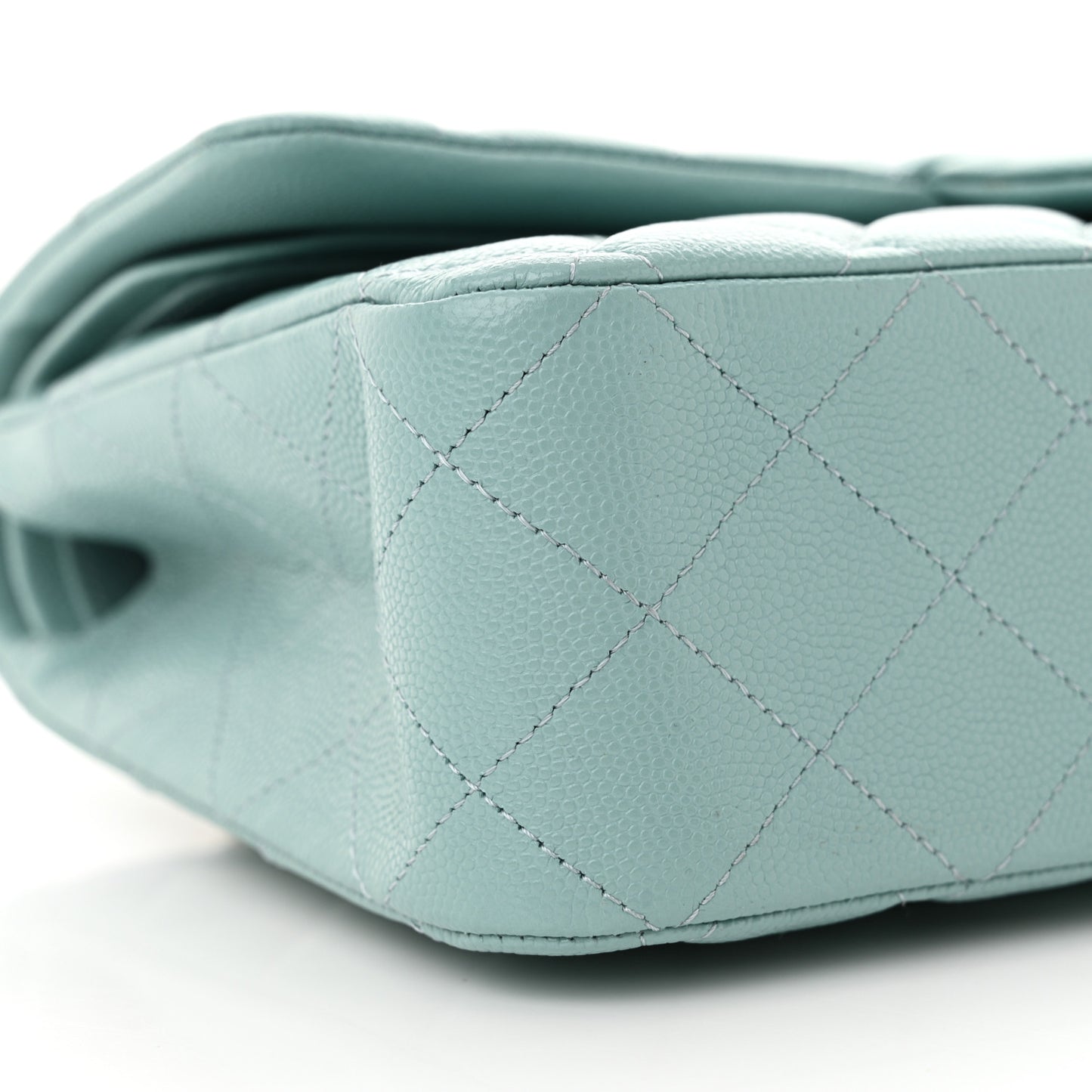 Caviar Quilted Medium Double Flap Light Blue