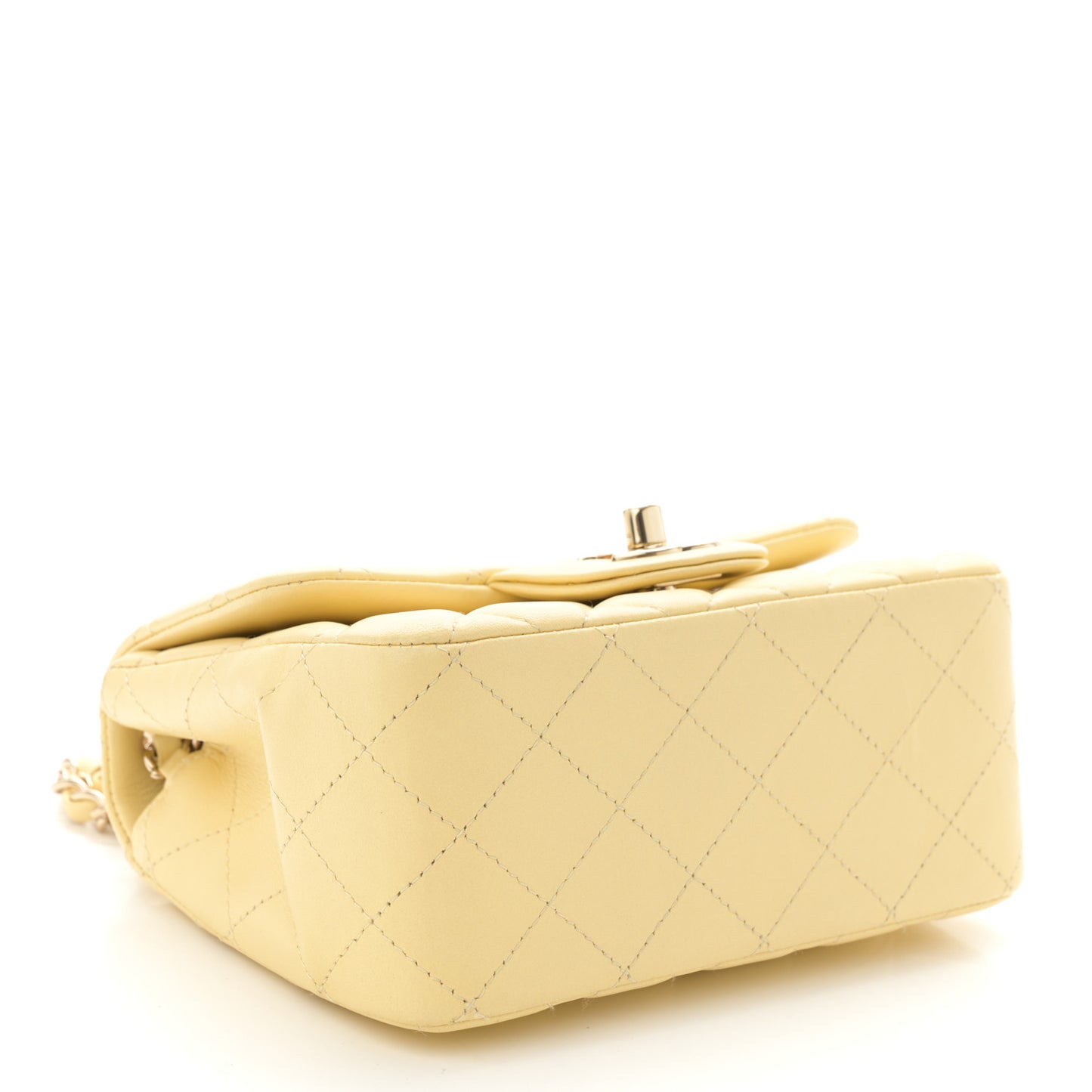 Lambskin Quilted Mini Square Flap Light Yellow