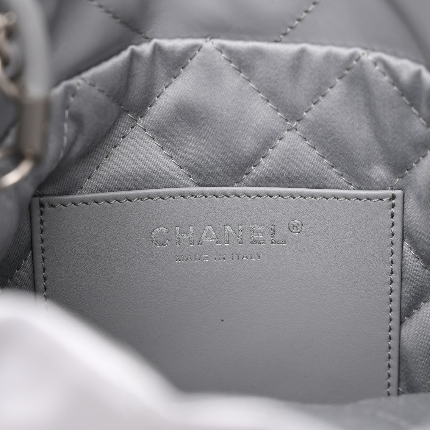 Shiny Calfskin Quilted Mini Chanel 22 Grey