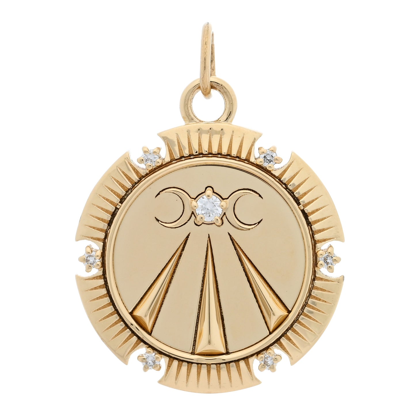 18K Yellow Gold Diamond Mind Body Soul Wholeness Medallion Pendant