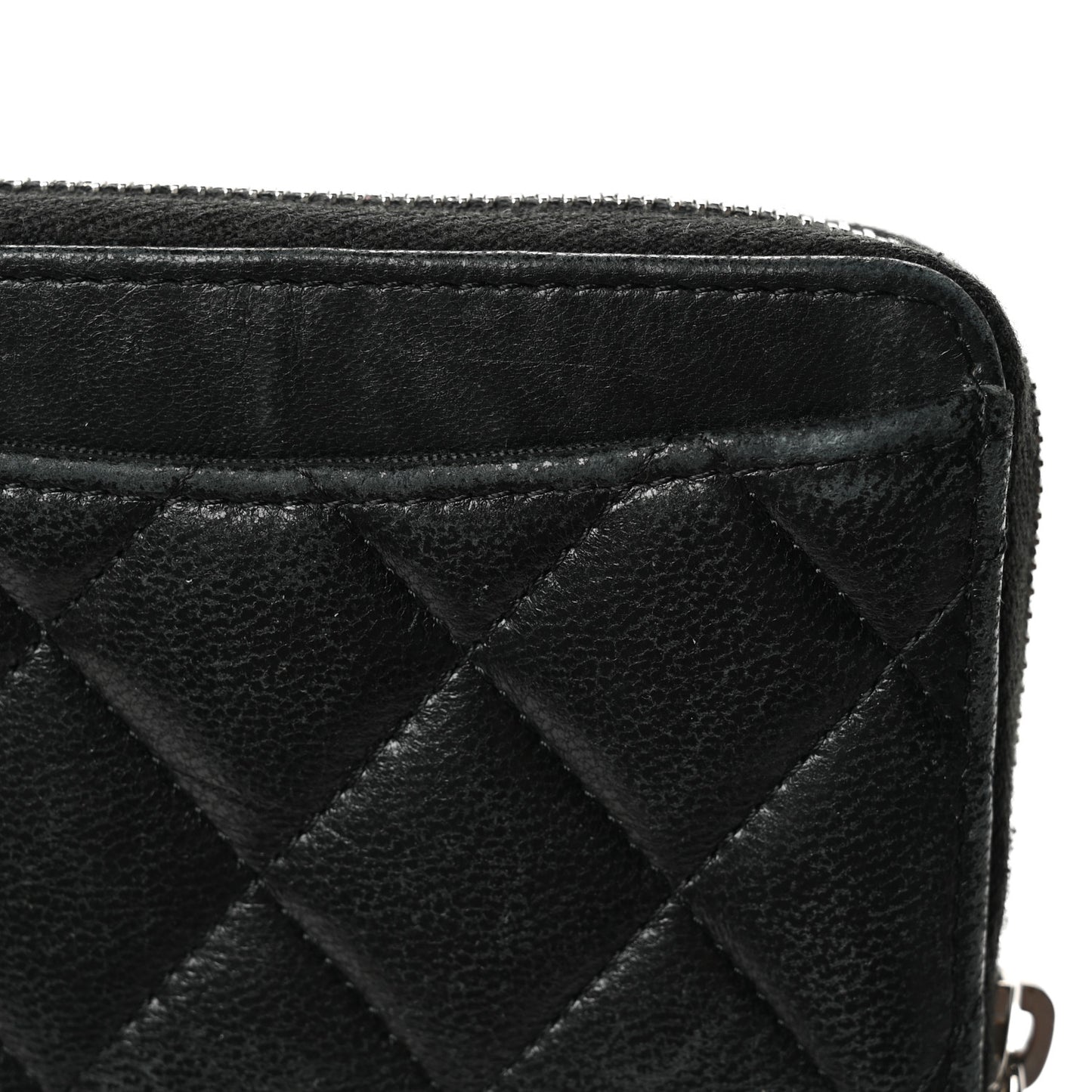 Lambskin Quilted Zip Coin Purse Black