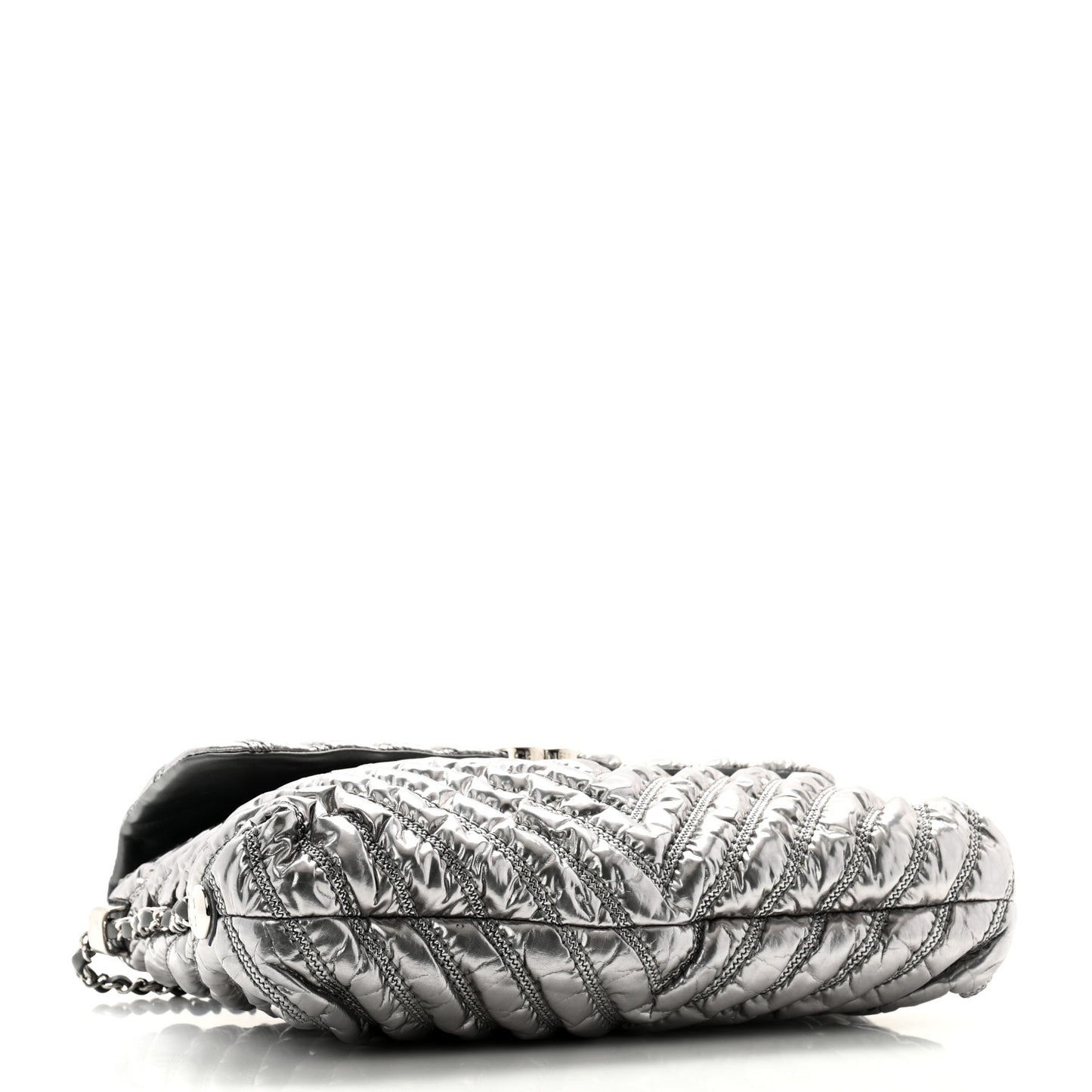 Metallic Chevron Quilted Space Suit Flap Dark Grey