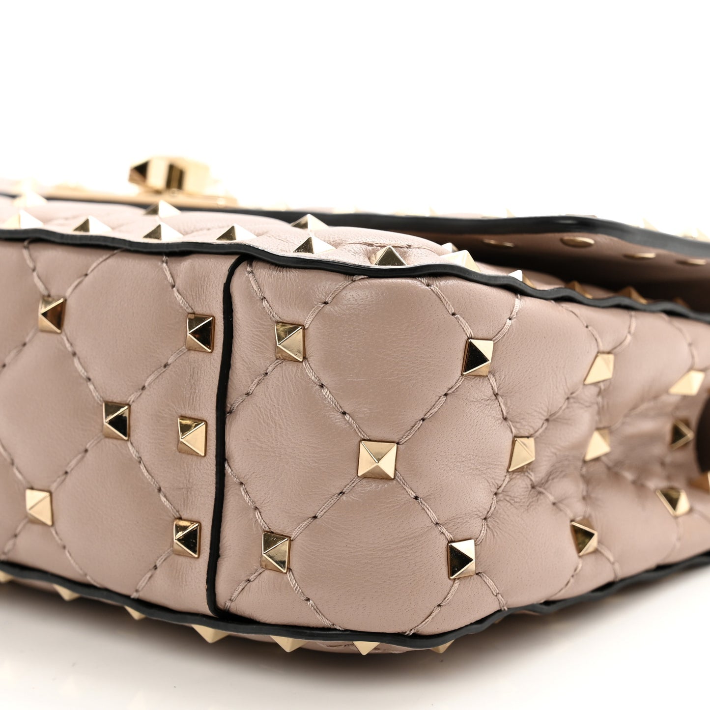 Nappa Small Rockstud Spike Shoulder Bag Poudre
