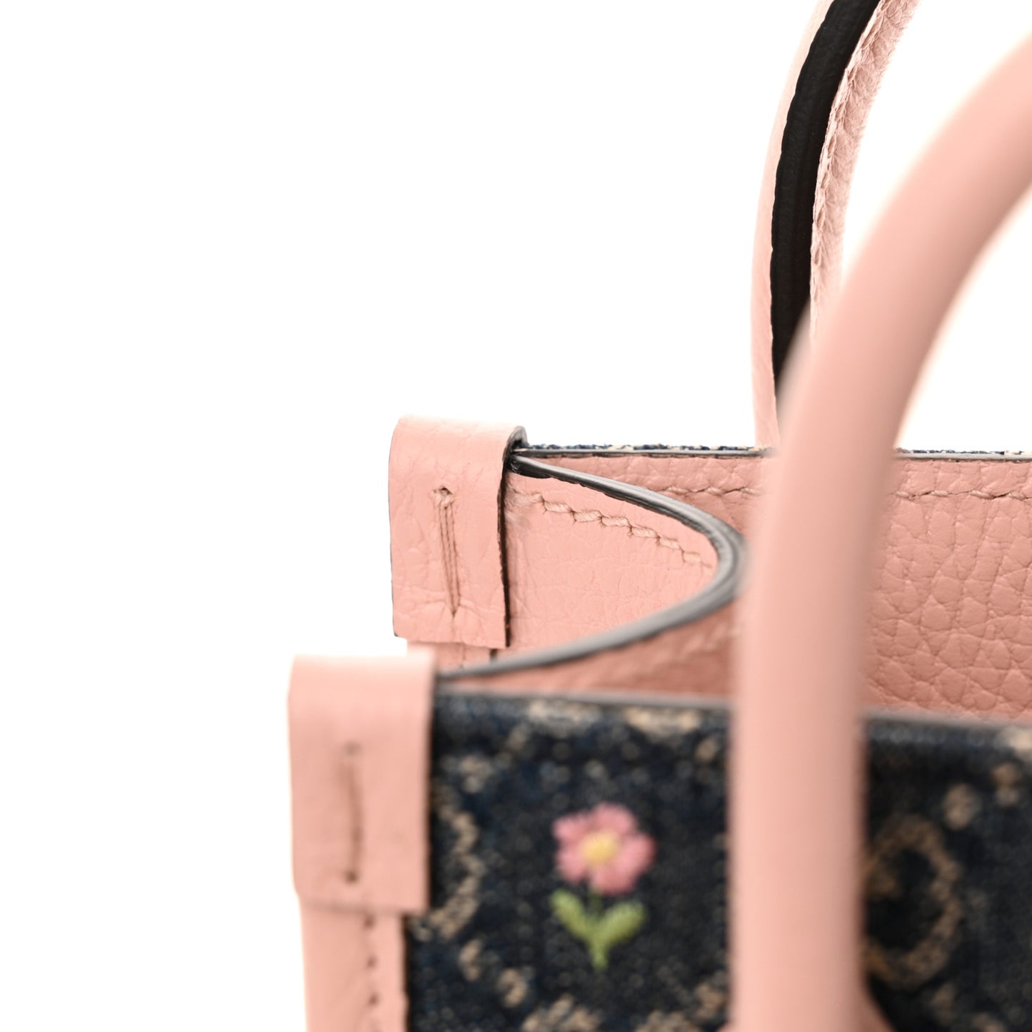 Denim Dollar Calfskin GG Monogram Mini Retro Interlocking G Tote Bag Blue Tea Multicolor Powder Pink