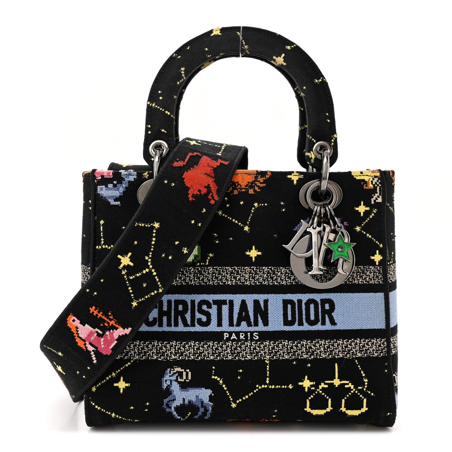 Canvas Pixel Zodiac Embroidered Medium Lady D-Lite Nero Multicolor