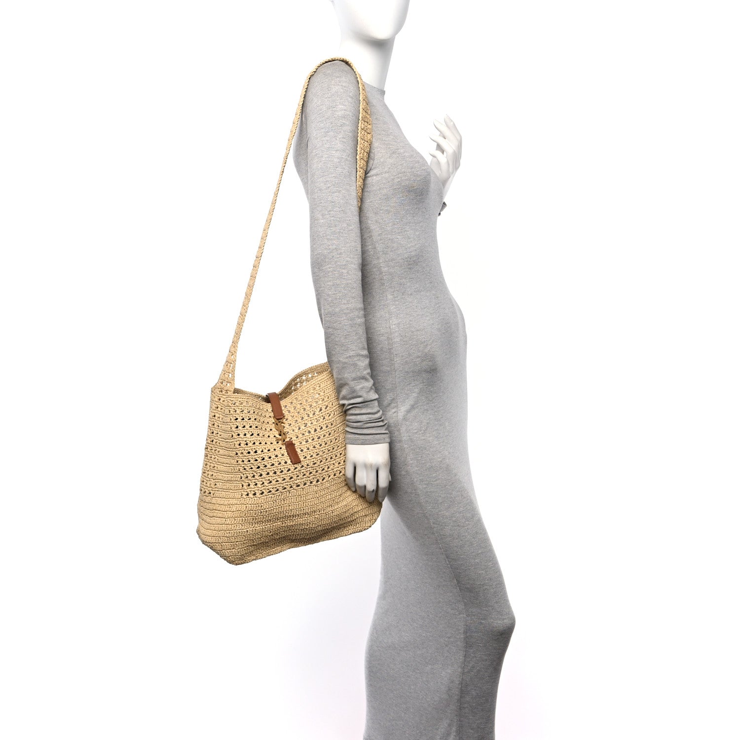 Saint Laurent Raffia Monogram Hobo Naturale 2 of 10