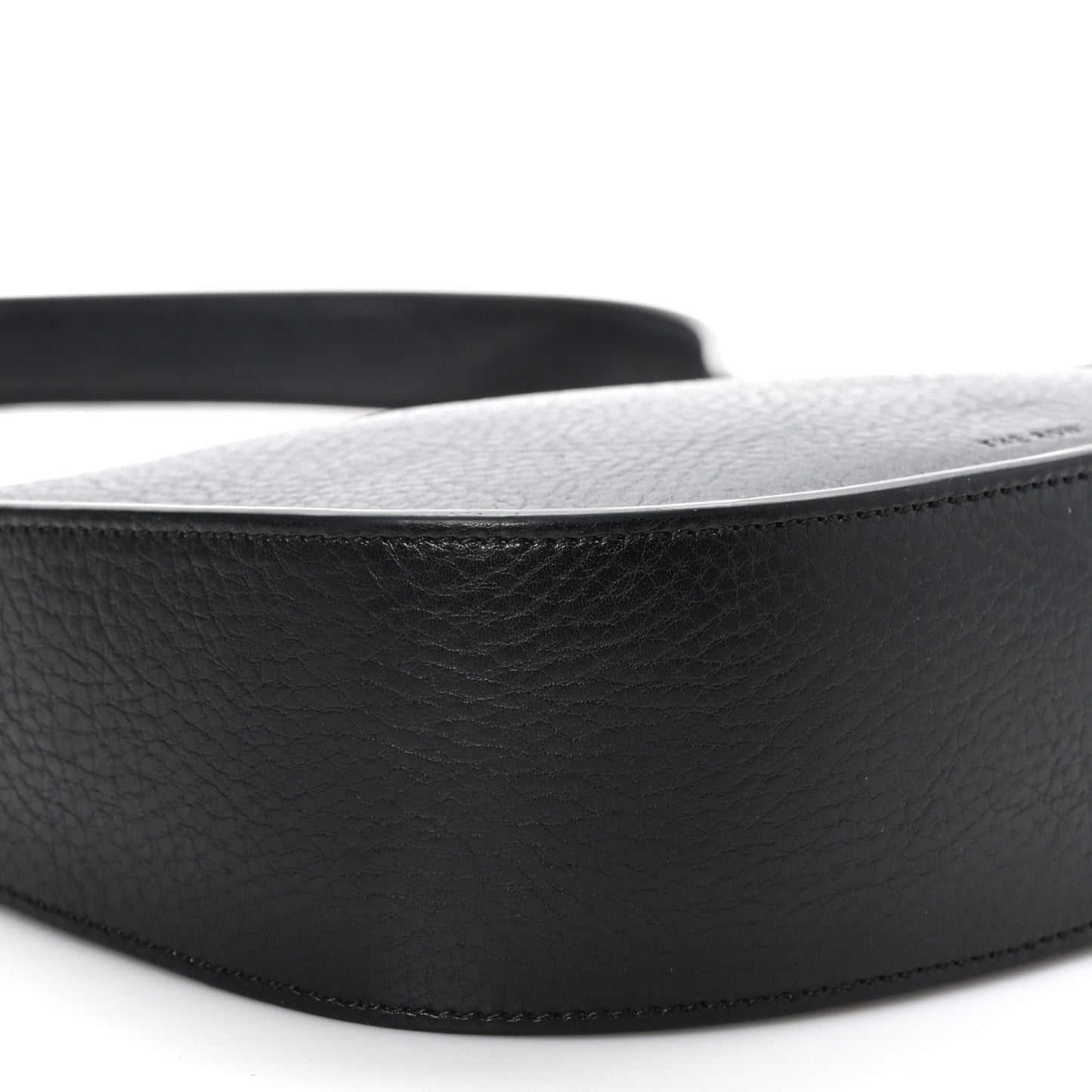 Grained Calfskin Half Moon Shoulder Bag Black