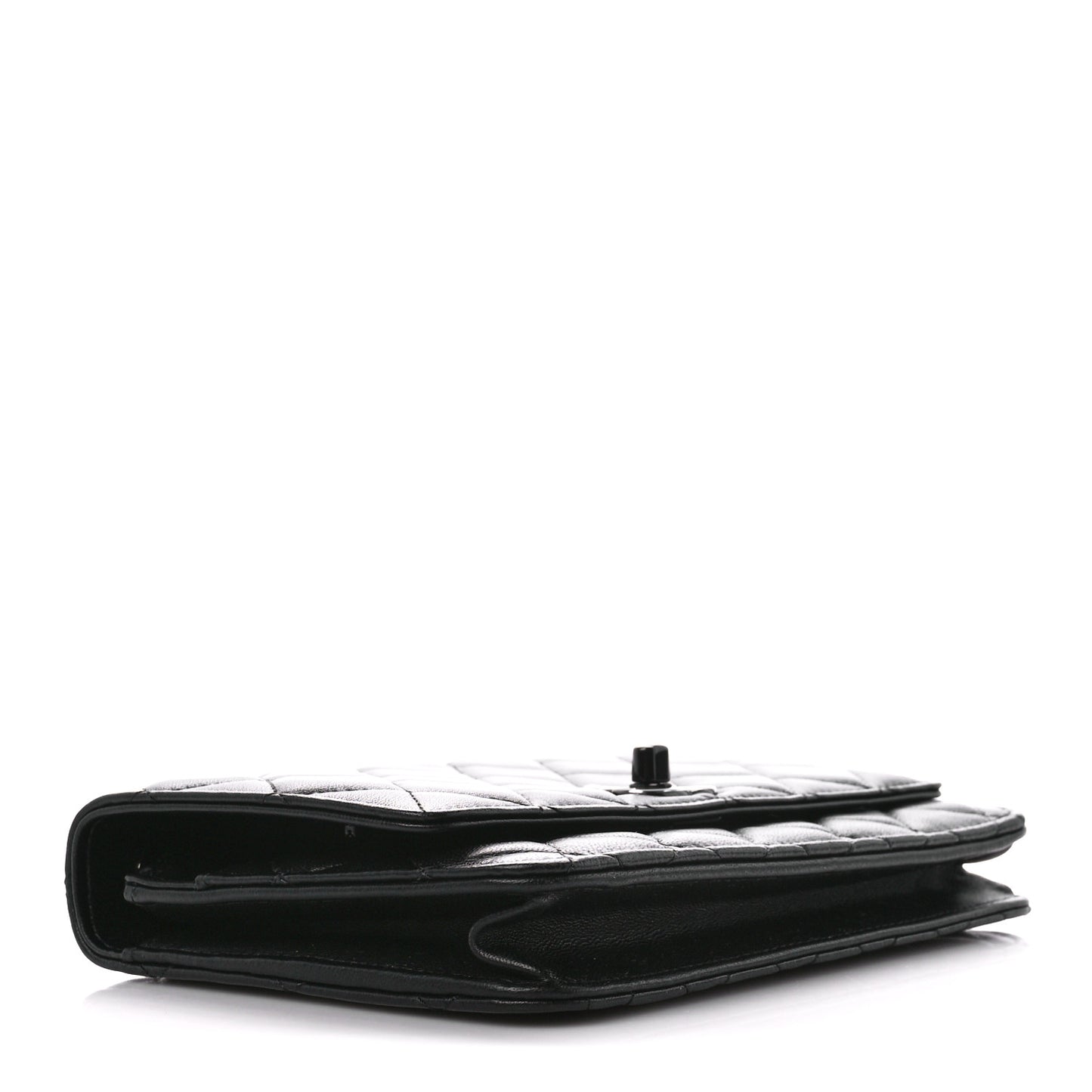 Lambskin Quilted Trendy CC Wallet On Chain WOC So Black