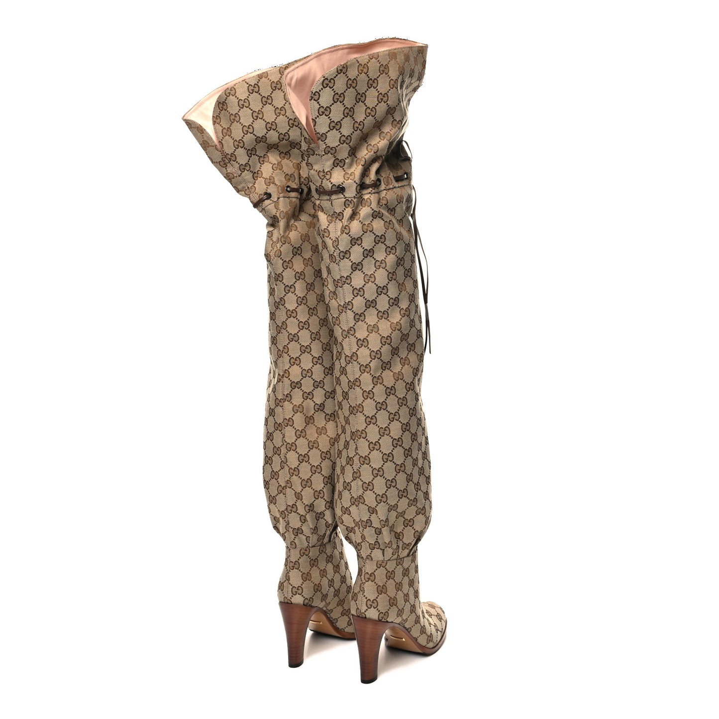 Monogram Over the Knee Boots 36 Beige Ebony