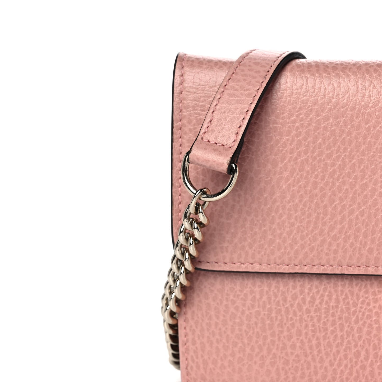 Dollar Calfskin Interlocking G Chain Wallet Soft Pink