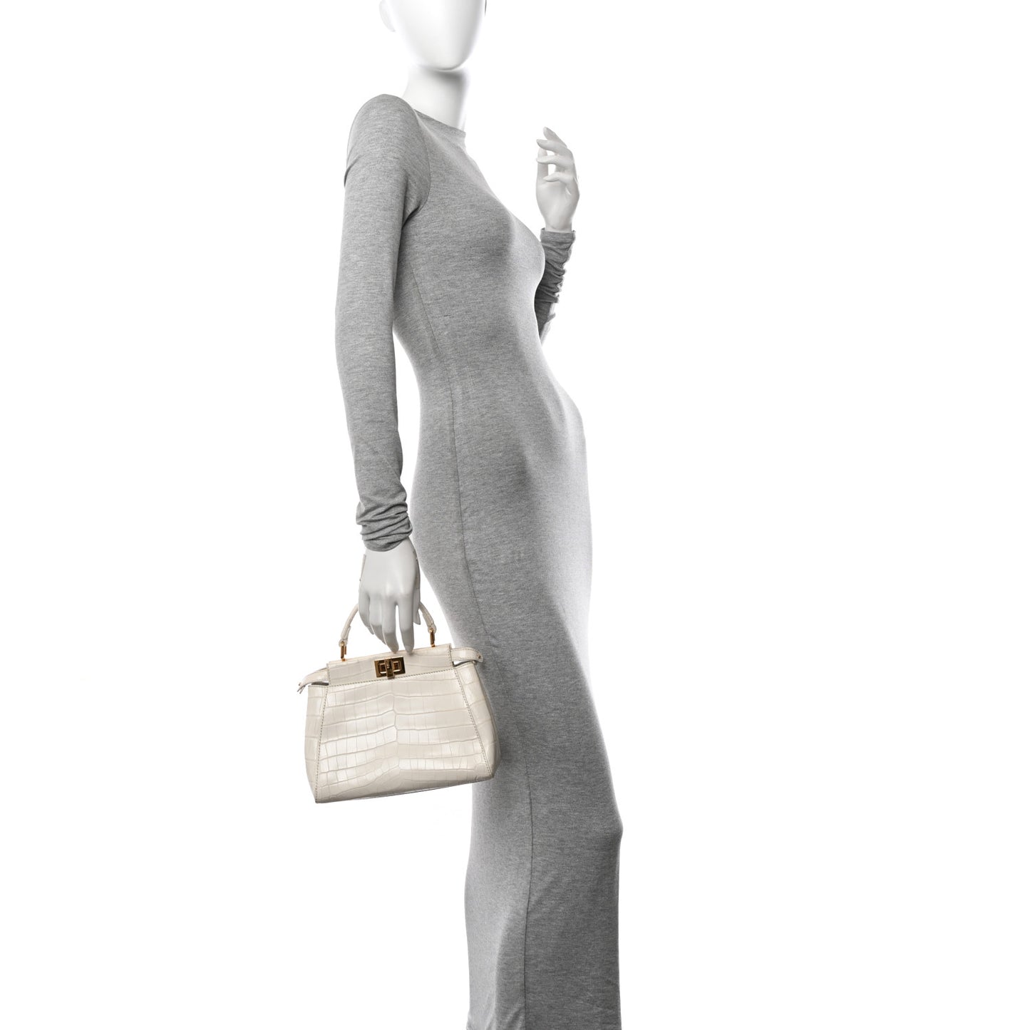 Shiny Crocodile Shiny Nappa Mini Peekaboo Iconic Satchel White