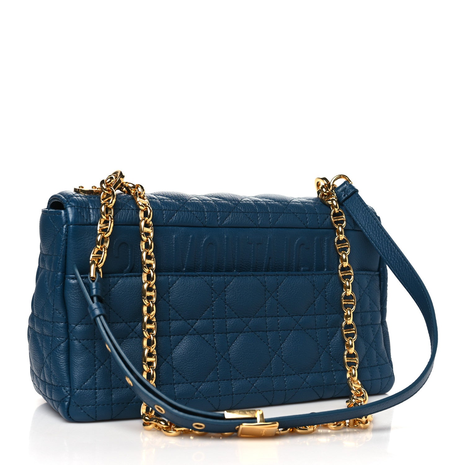Christian Dior Calfskin Cannage Medium Caro Bag Steel Blue 3 of 10
