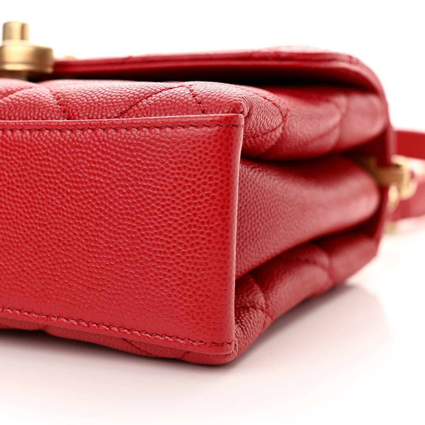 Caviar Quilted Small Carry Me Top Handle Flap Red