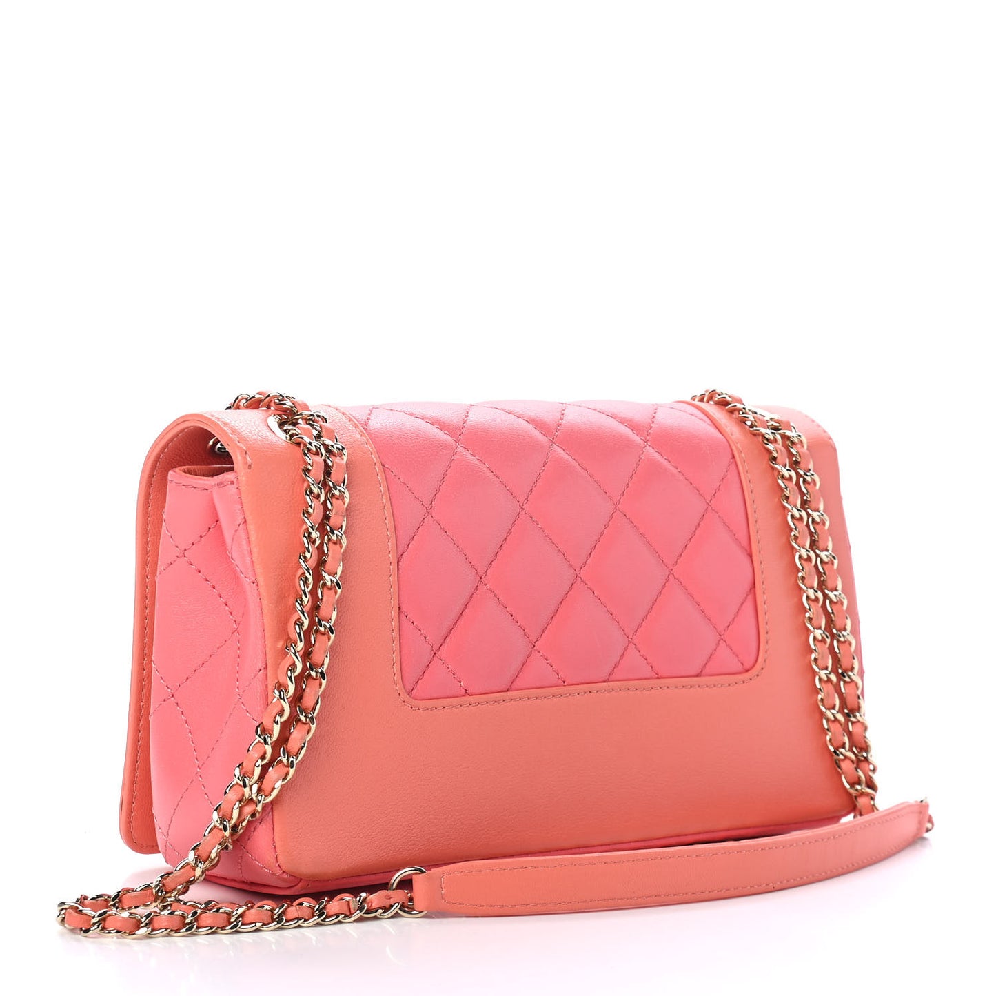 Sheepskin Quilted Medium Vintage Mademoiselle Flap Coral Orange
