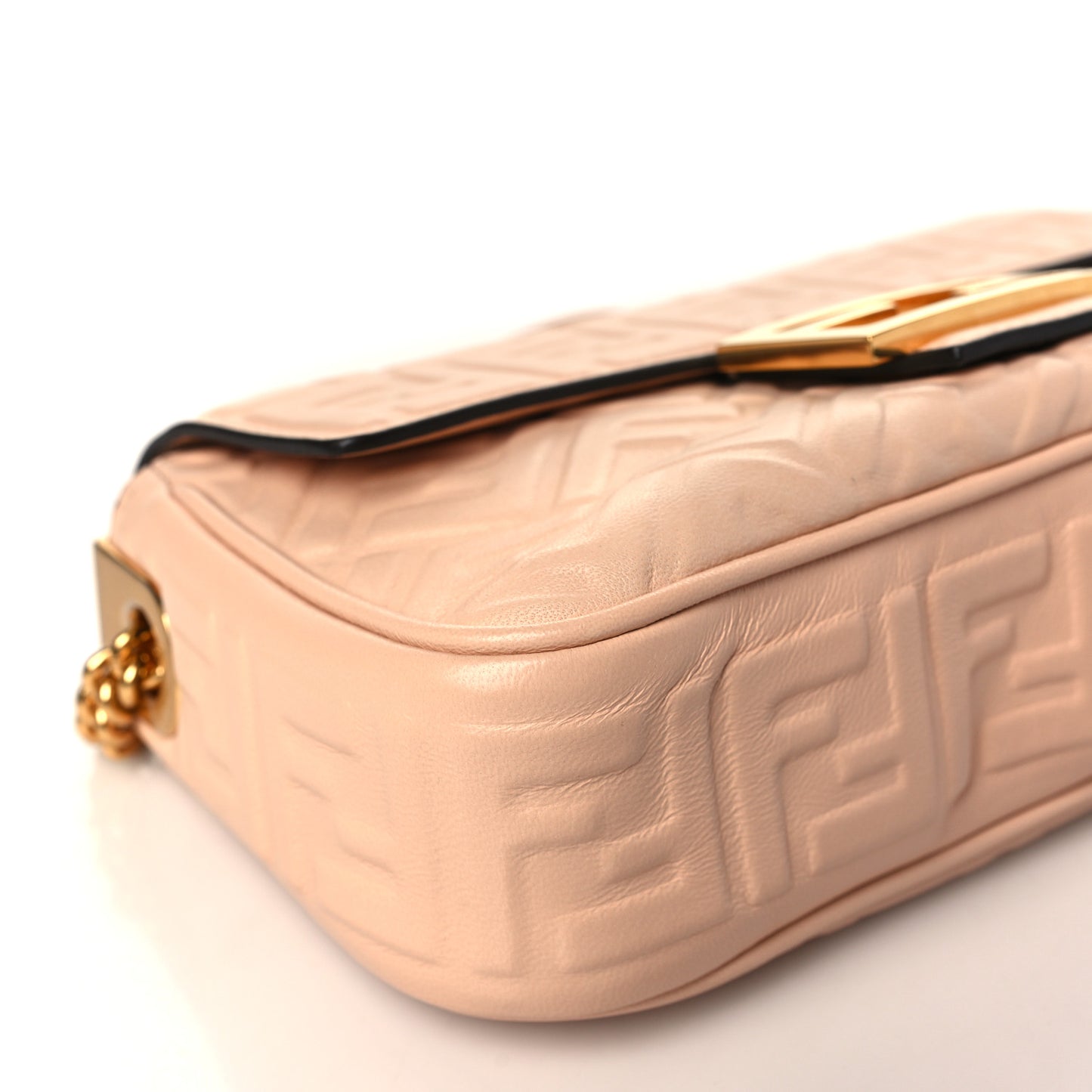 Nappa Small FF Embossed Midi Chain Baguette Light Rose