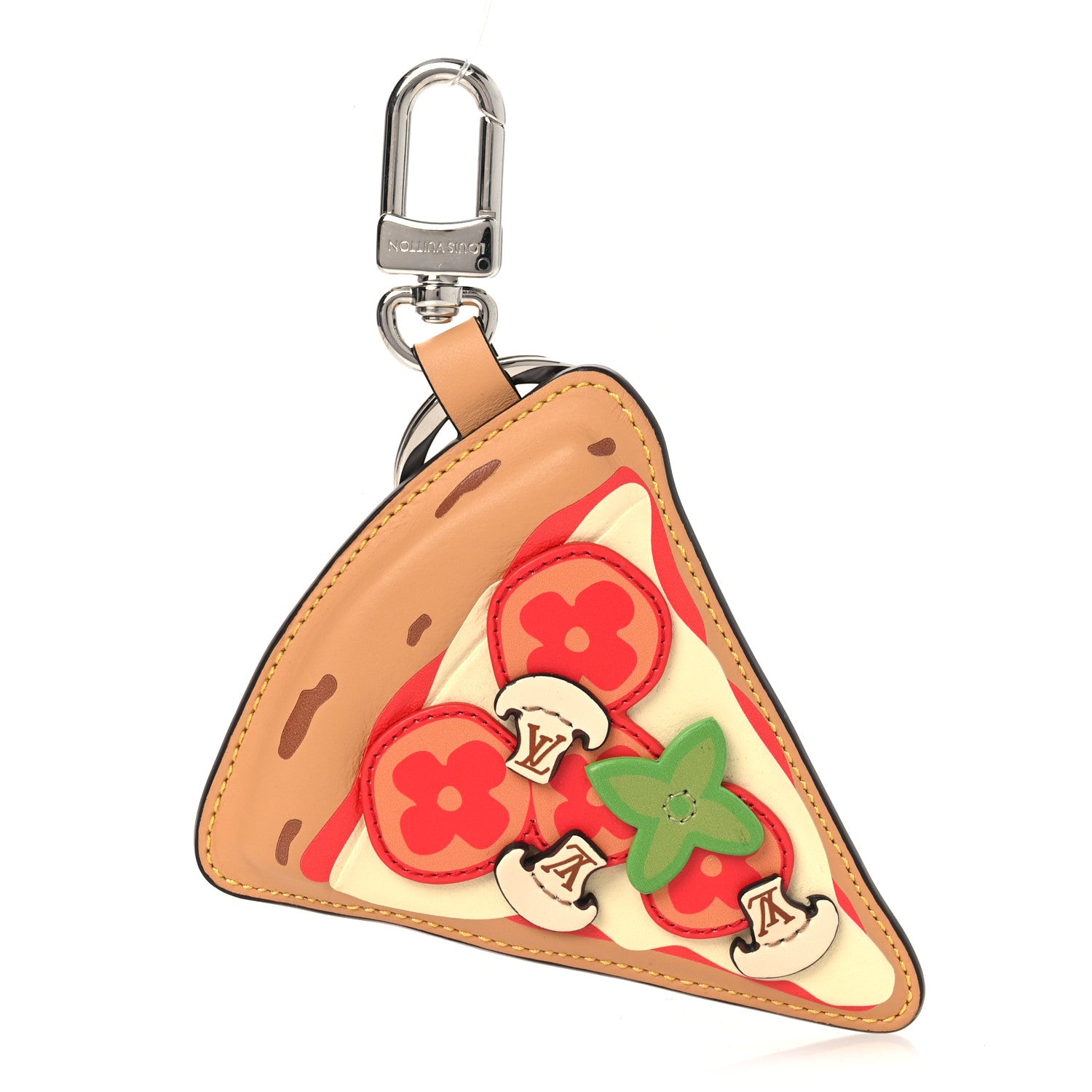 Louis Vuitton Calfskin Monogram Printed Pizza Bag Charm Key Holder