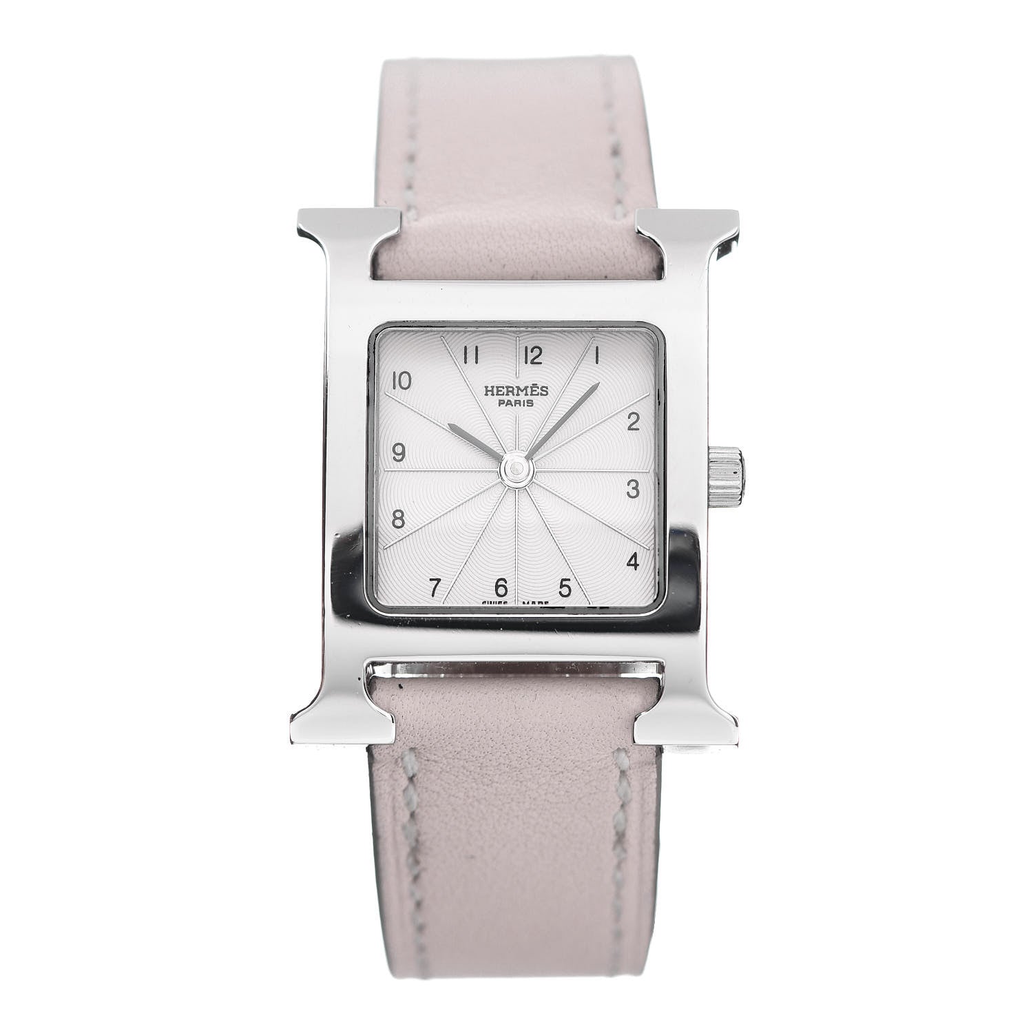 Hermes Stainless Steel Swift 21mm Heure H Hour Quartz Watch Rose Dragee 1 of 10
