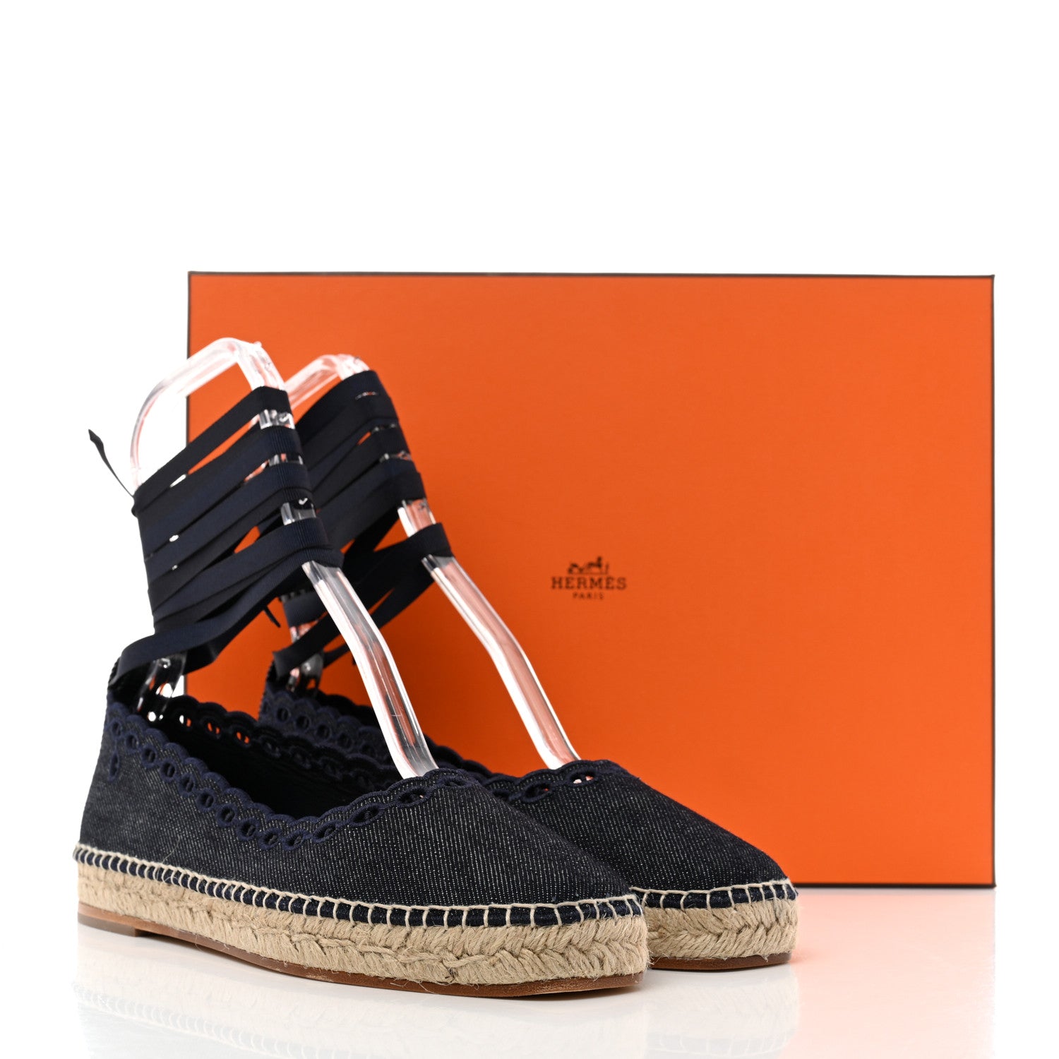 Hermes Denim Womens Guapa Espadrilles 38 Bleu Brut 8 of 8