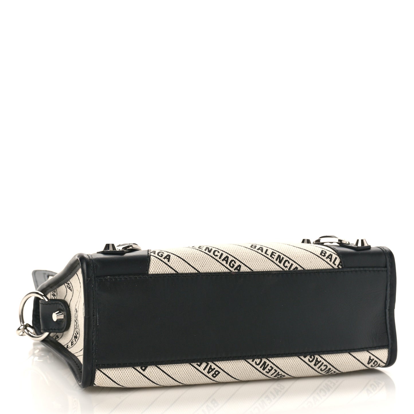 Canvas Satin Calfskin Diagonal Allover Logo Print Classic Silver Hardware Mini City Natural Black