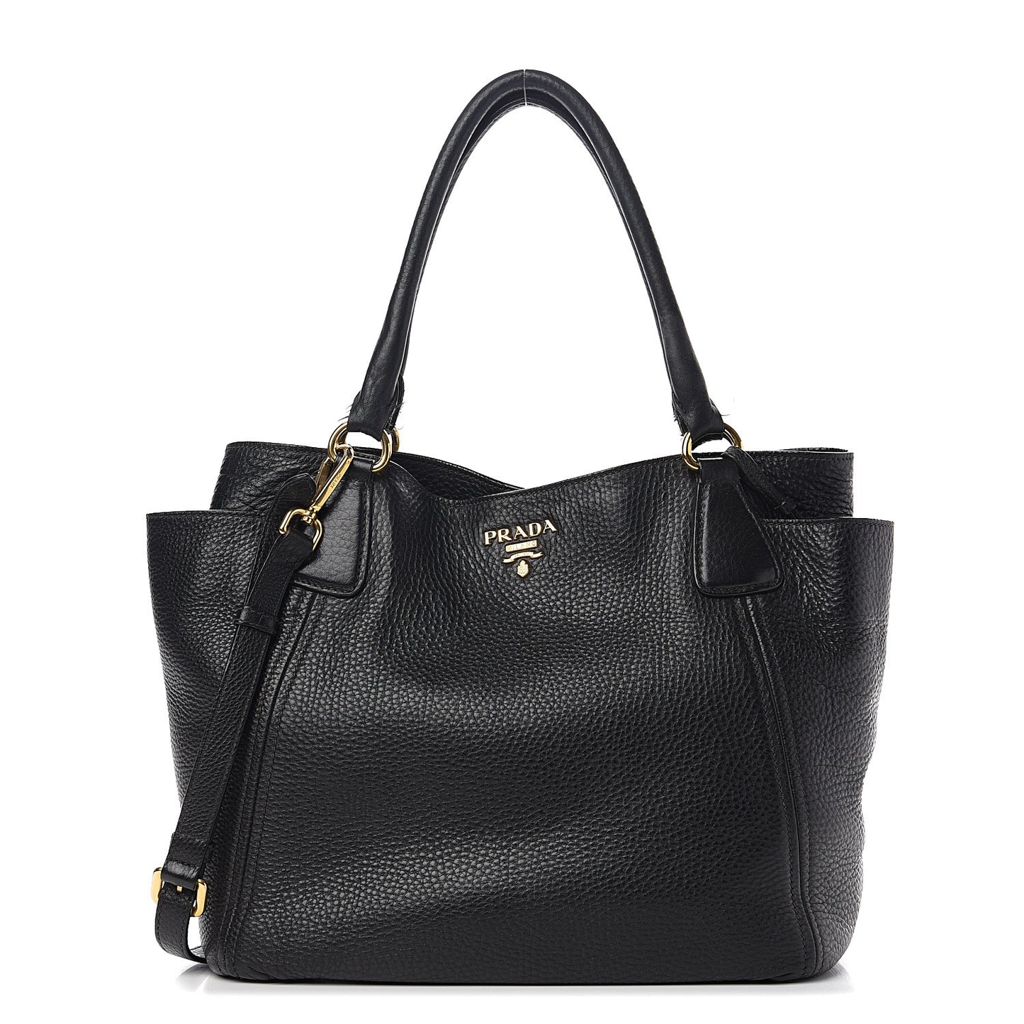 Vitello Daino Side Pocket Tote Black