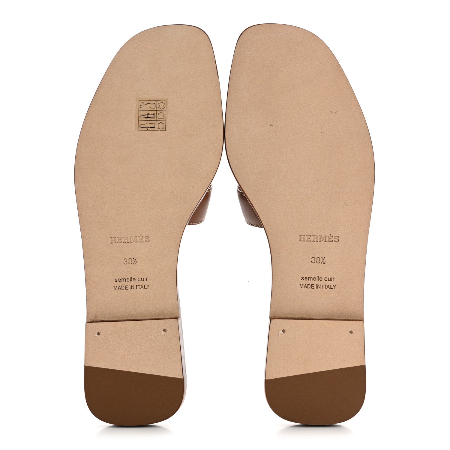 Hermes Box Calfskin Oran Sandals 38.5 Gold 6 of 9