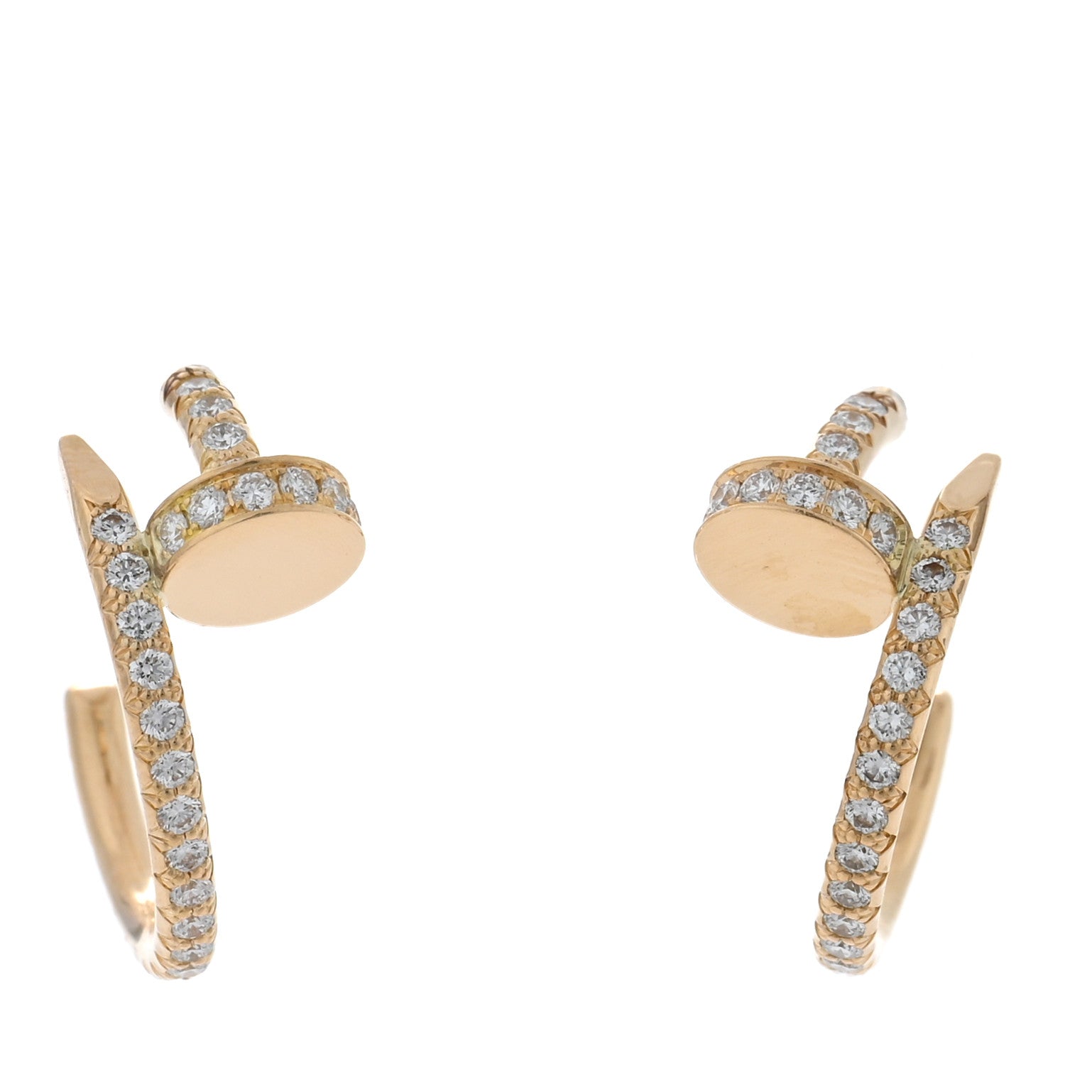 Cartier 18K Yellow Gold Diamond Juste Un Clou Pave Hoop Earrings 1 of 4